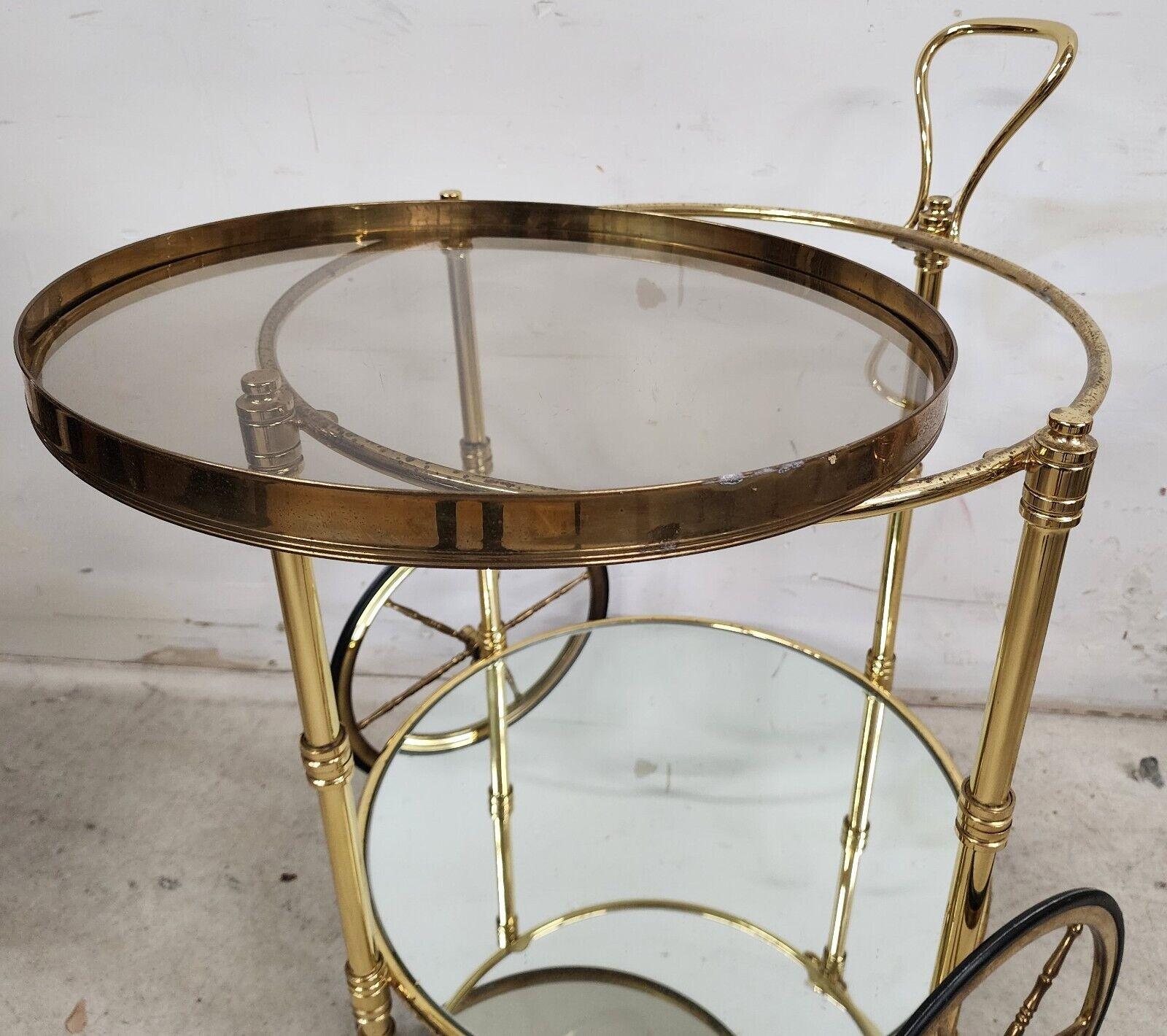 French Bar Cart Serving Trolley Brass Vintage For Sale 4