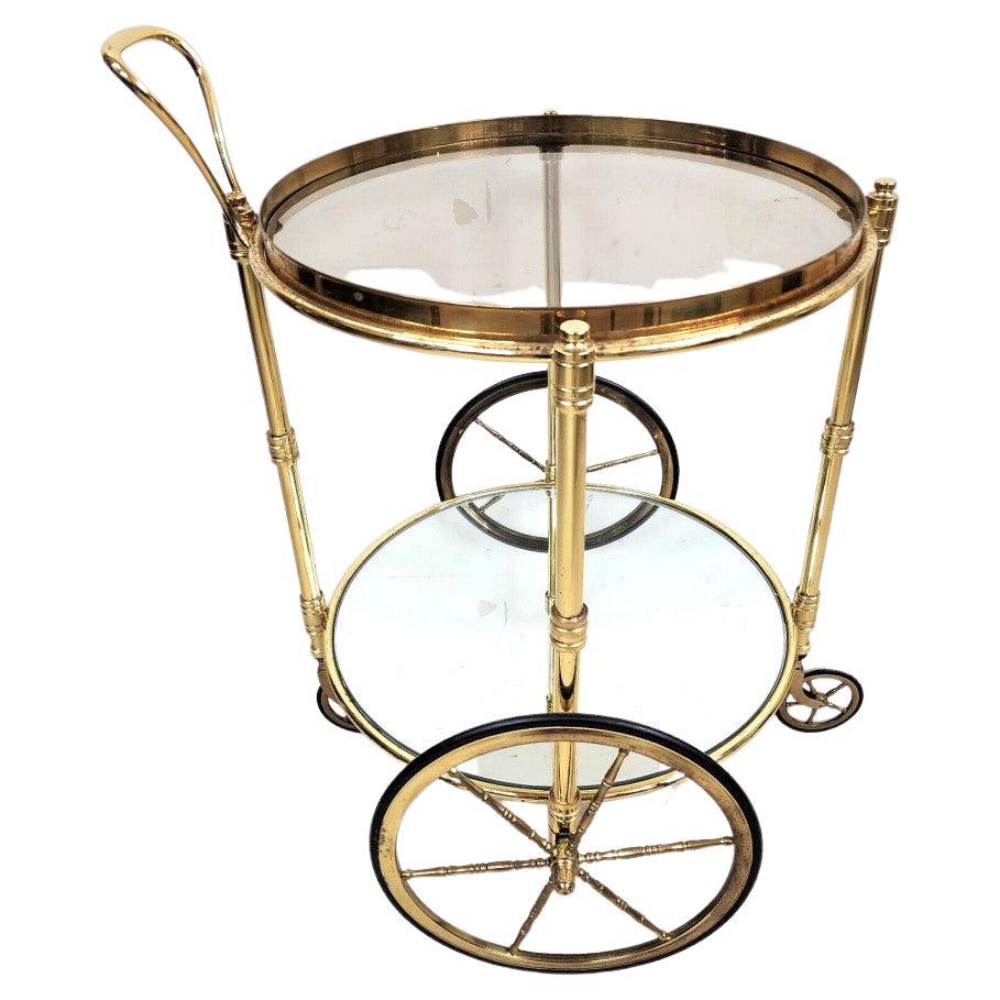 French Bar Cart Serving Trolley Brass Vintage For Sale