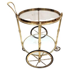 Carrello da bar francese in ottone Vintage
