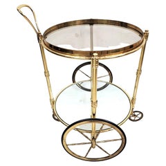 French Bar Cart Serving Trolley Brass Retro