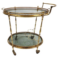 French Bar Cart Serving Trolley Brass Antique