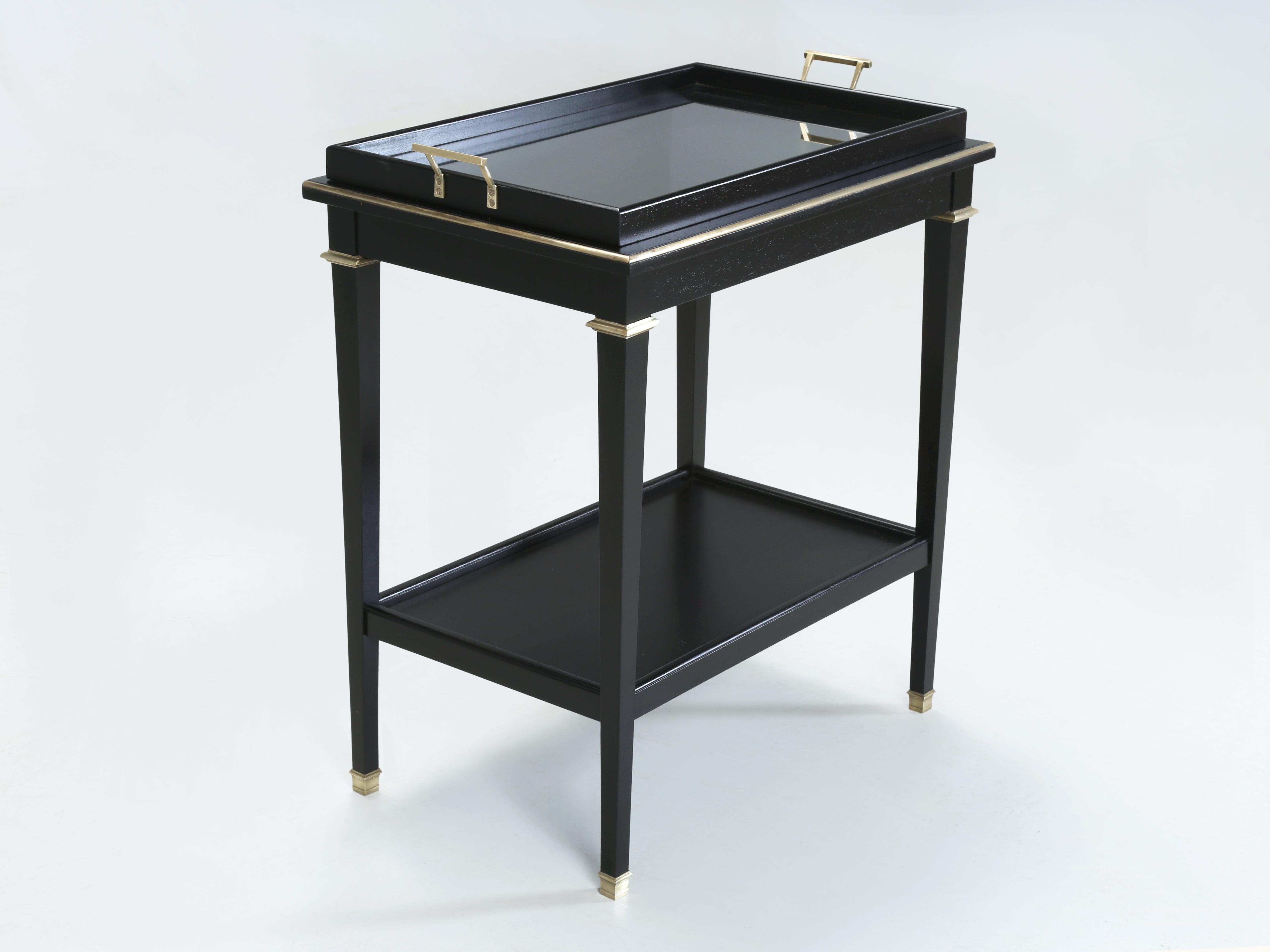 French Bar Cart, Side or End Table Ebonized Mahogany Restored in Style Louis XVI In Good Condition In Chicago, IL