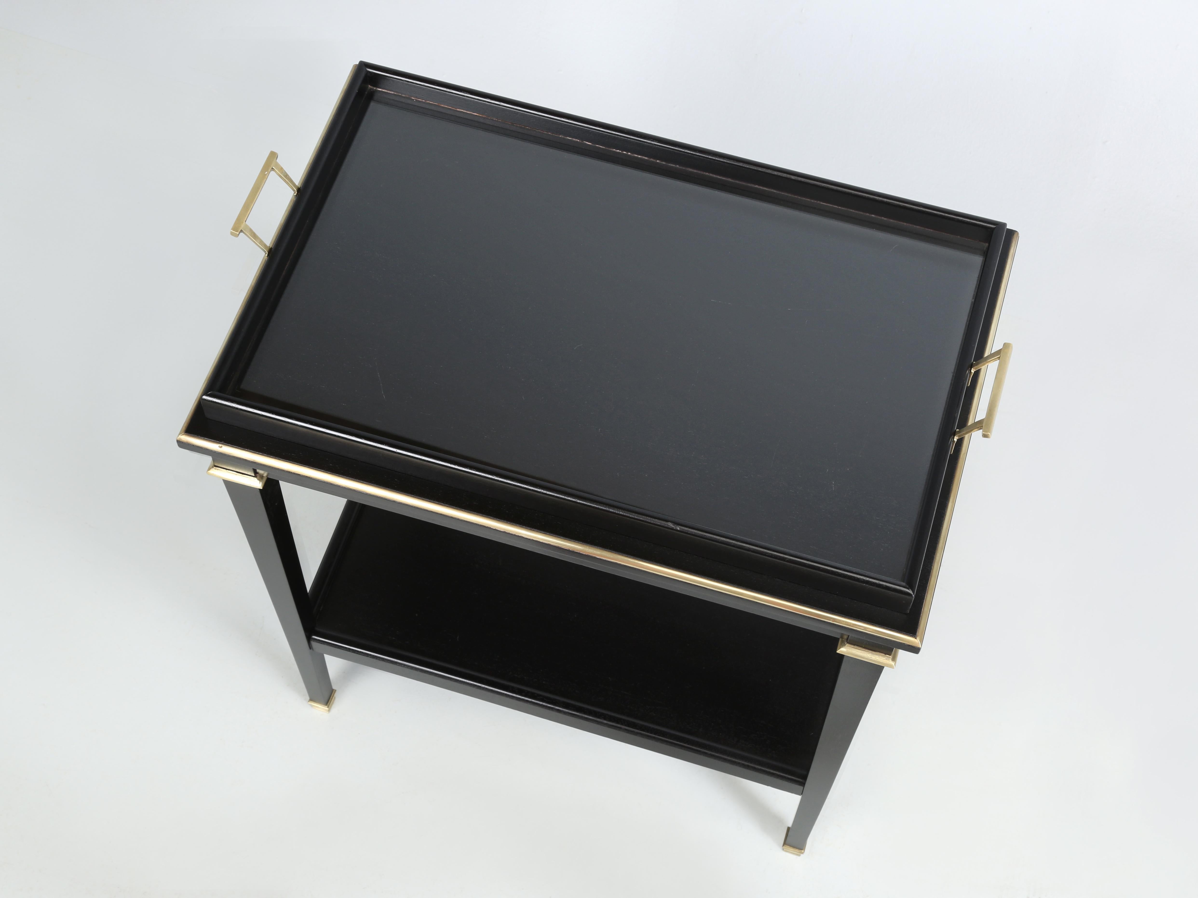 French Bar Cart, Side or End Table Ebonized Mahogany Restored in Style Louis XVI 2