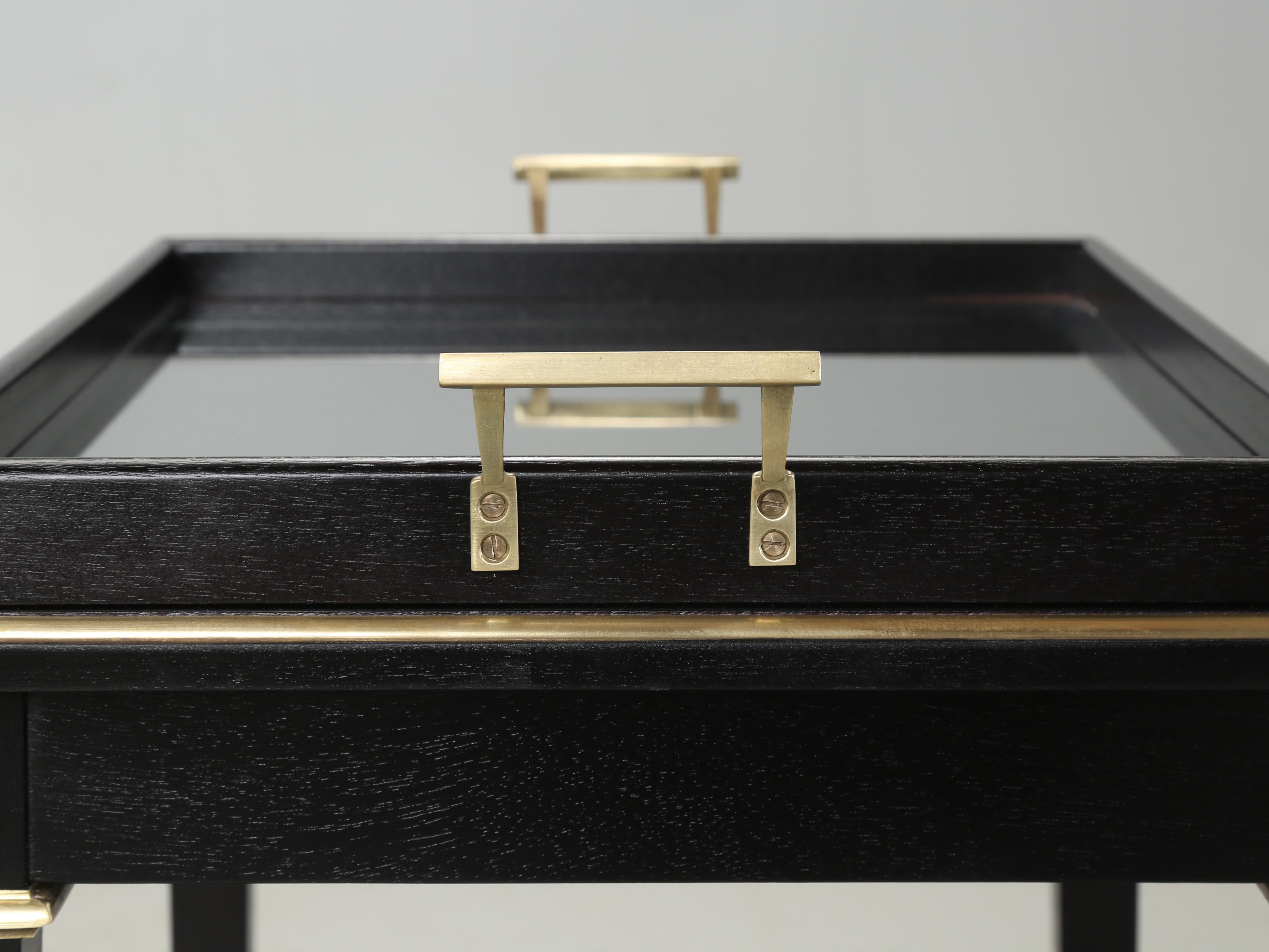 French Bar Cart, Side or End Table Ebonized Mahogany Restored in Style Louis XVI 4