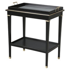 French Bar Cart, Side or End Table Ebonized Mahogany Restored in Style Louis XVI