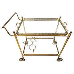 French Bar Cart Trolley Serving Brass Vintage