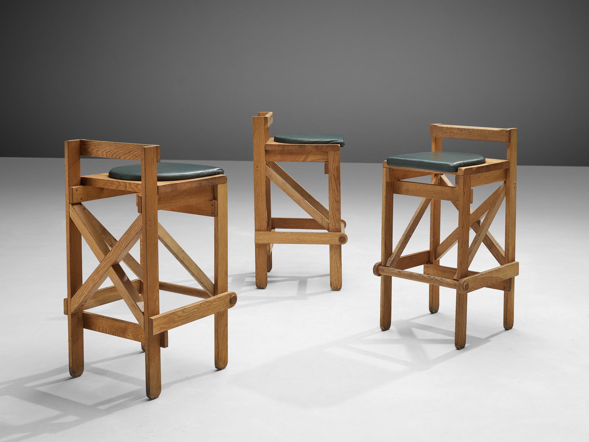 French Bar Stools in Solid Oak 4