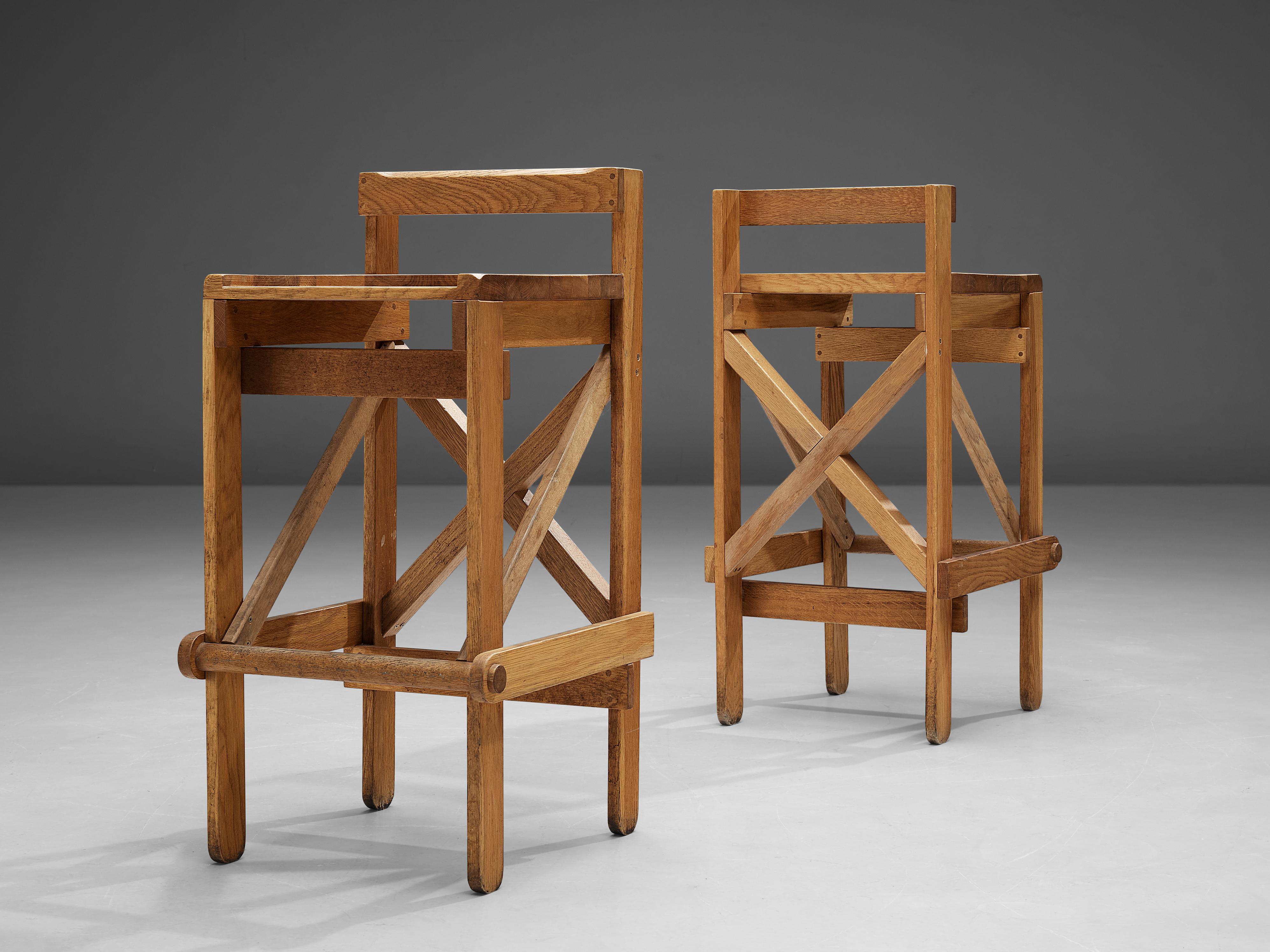 French Bar Stools in Solid Oak 4