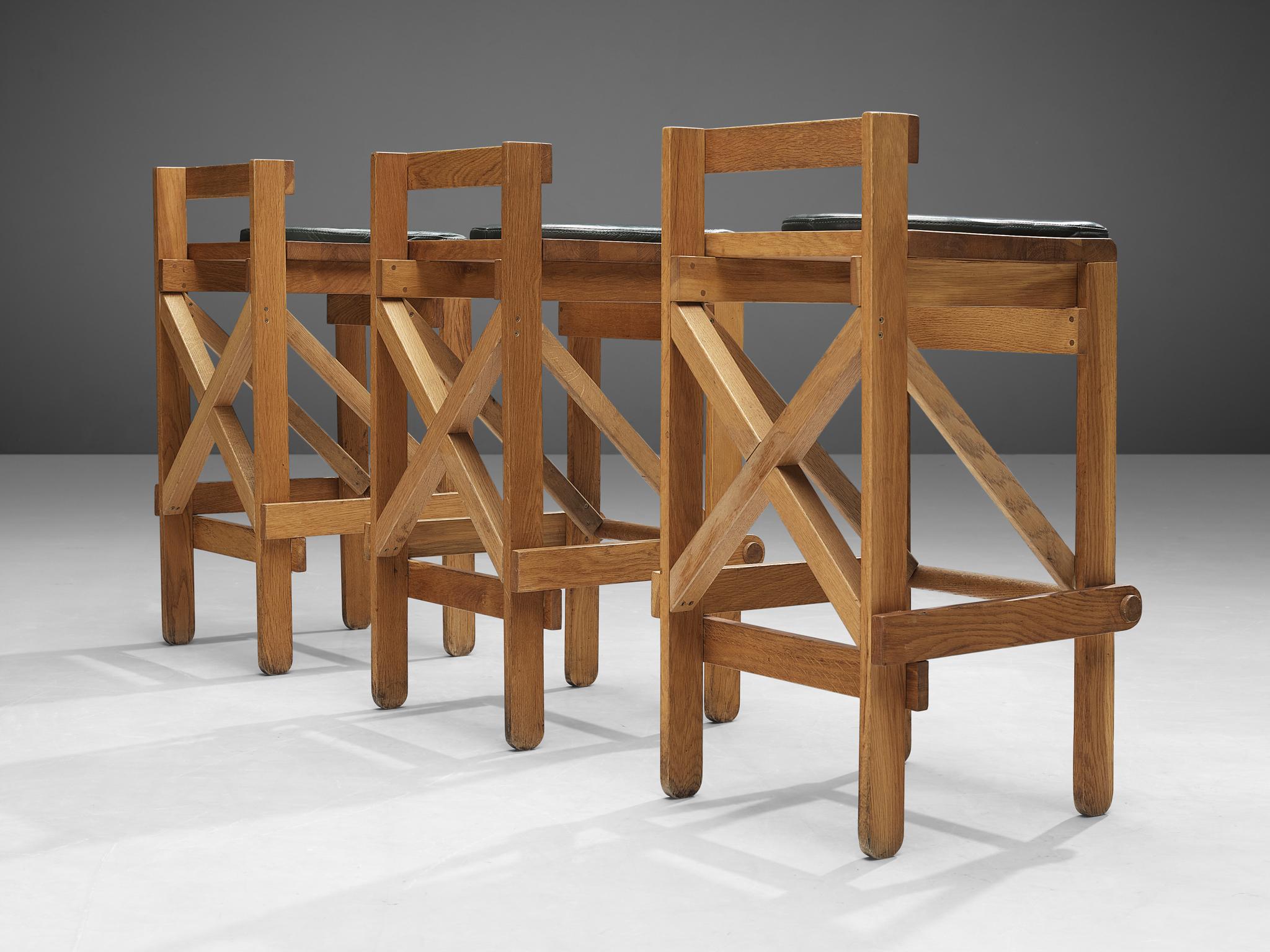 French Bar Stools in Solid Oak 5