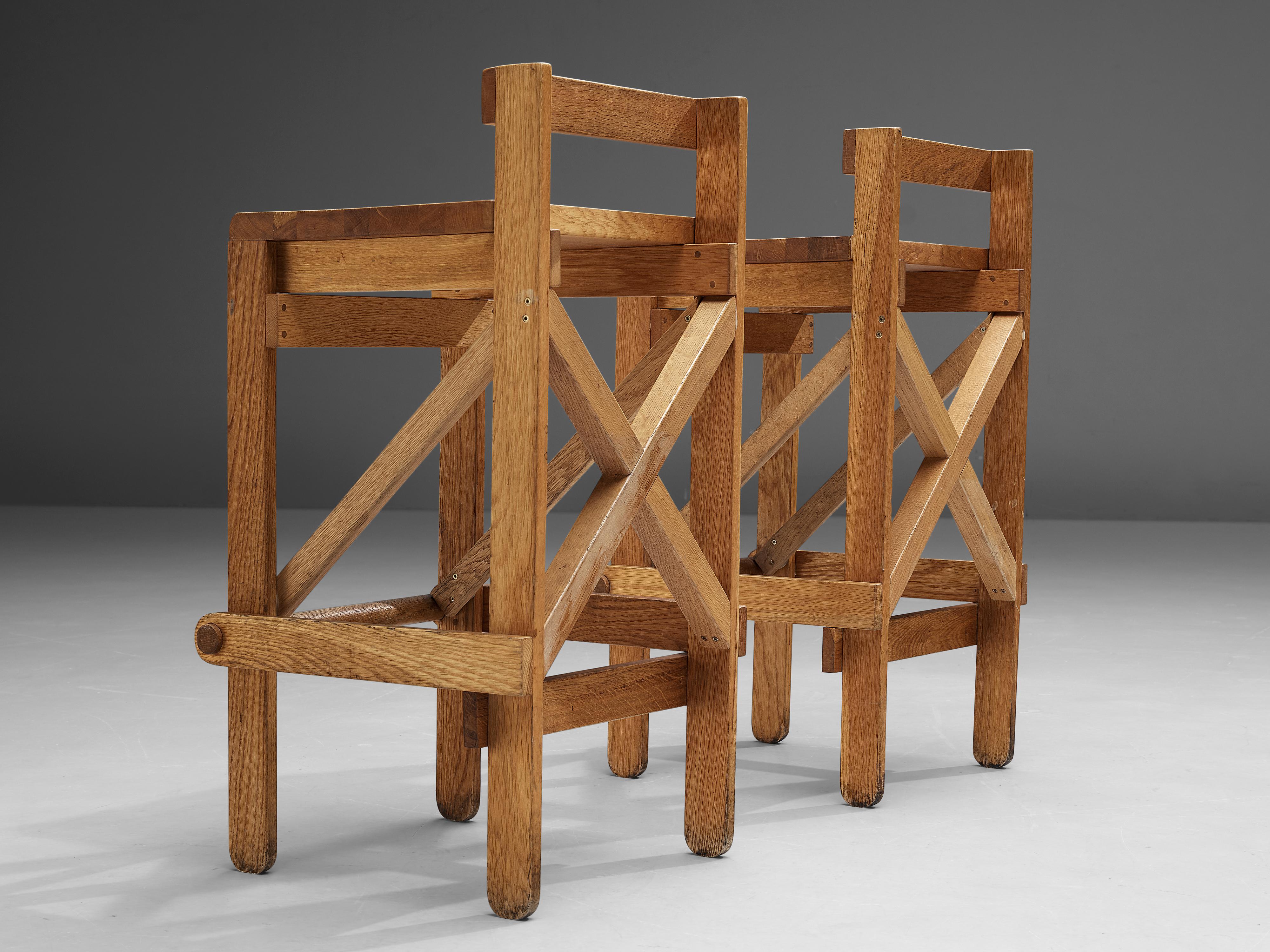 French Bar Stools in Solid Oak 6
