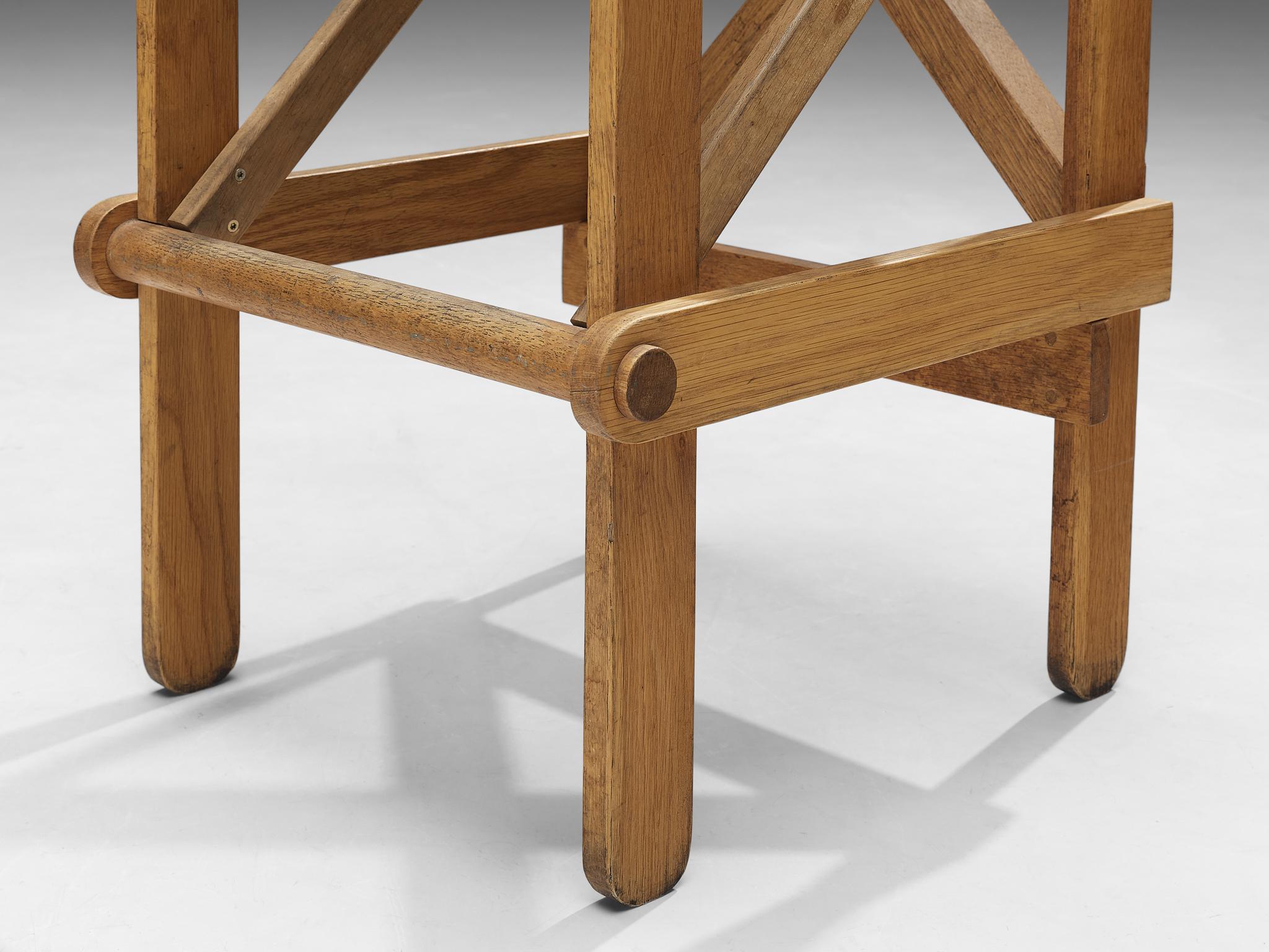 Mid-20th Century French Bar Stools in Solid Oak