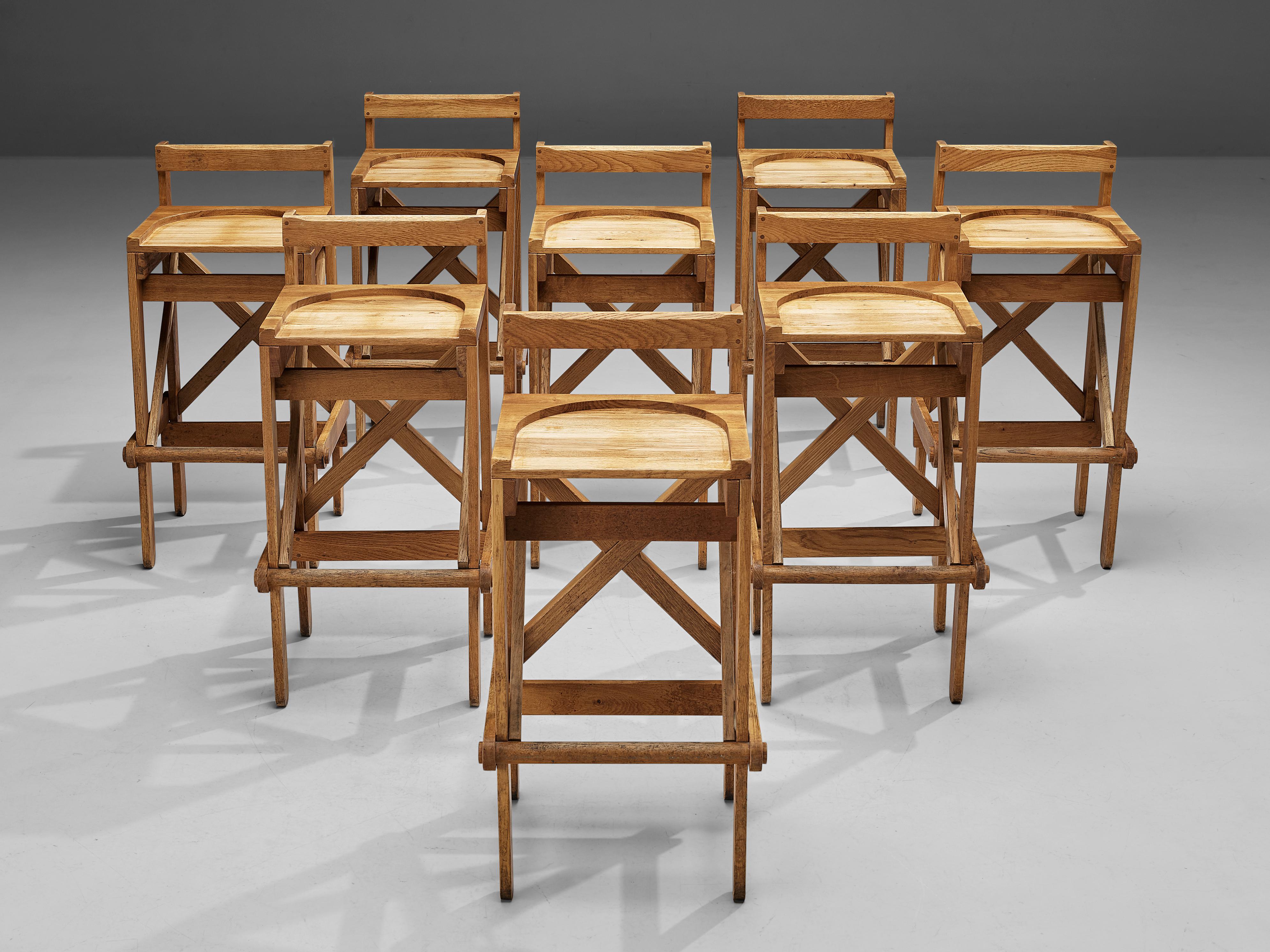 French Bar Stools in Solid Oak 1