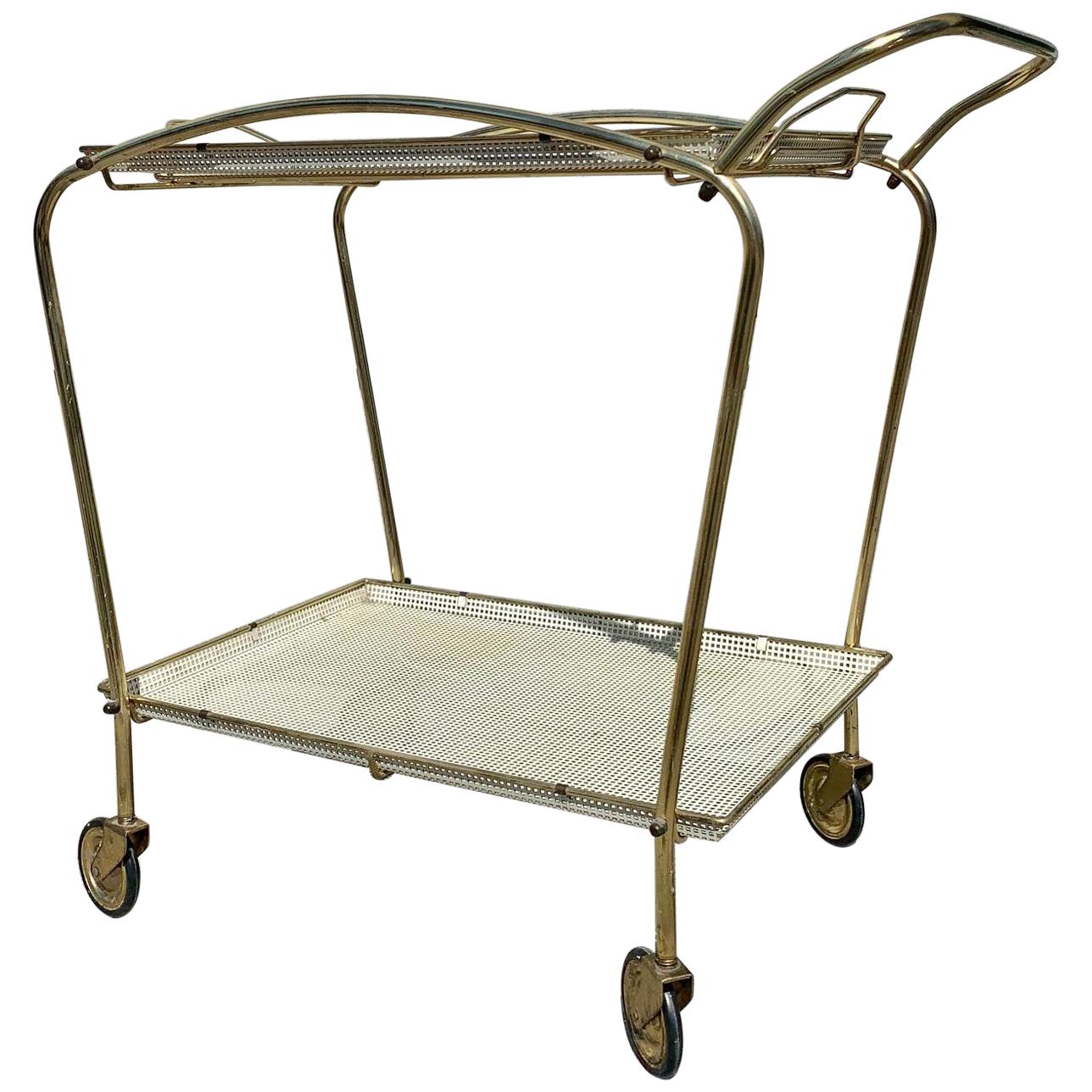 French Bar Trolley Serving Tables in the Style of Mathieu Matégot, 1950s For Sale