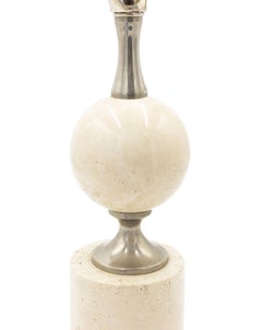 French Barbier Travertine Table Lamp