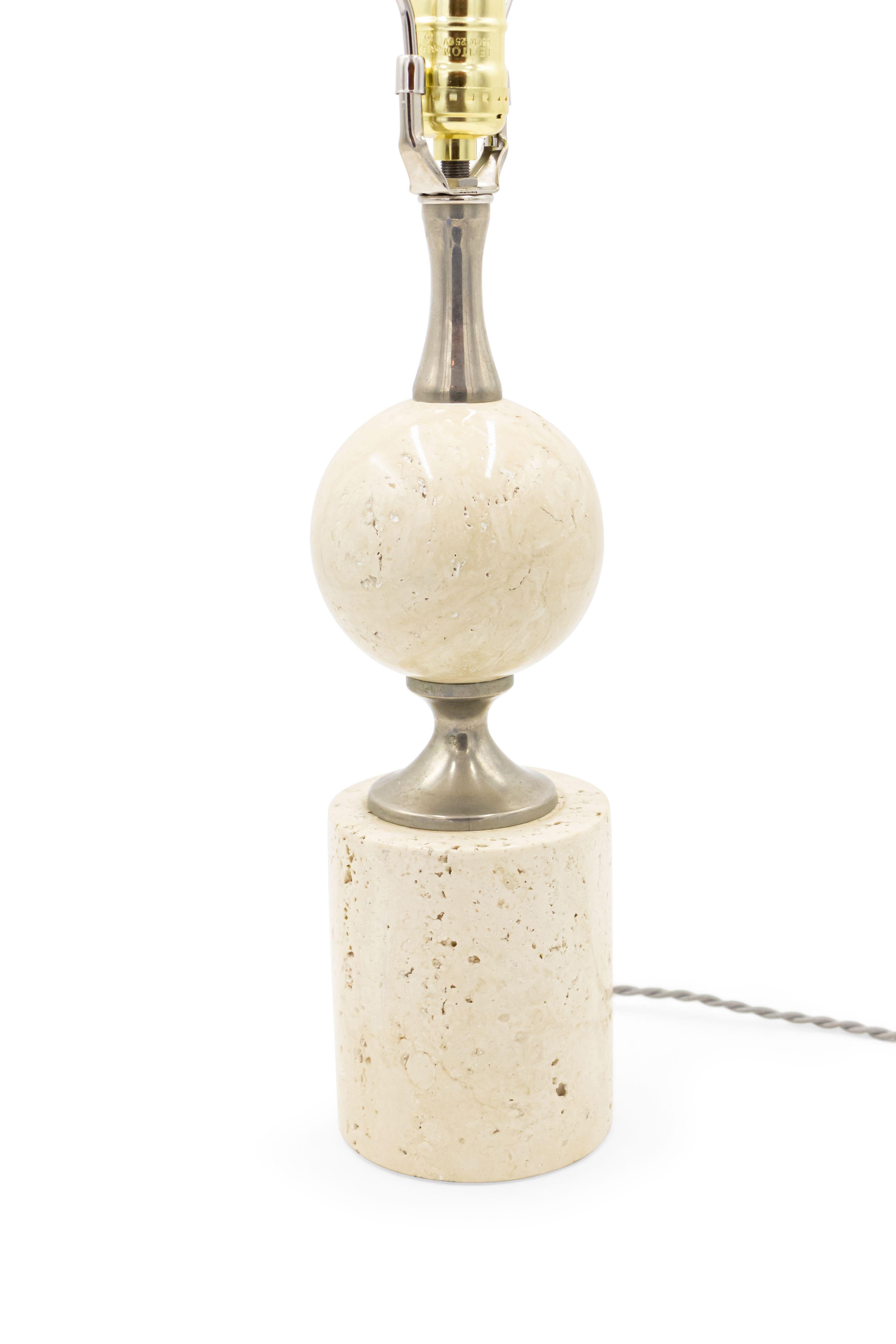 French Barbier Travertine Table Lamp In Good Condition For Sale In Queens, NY