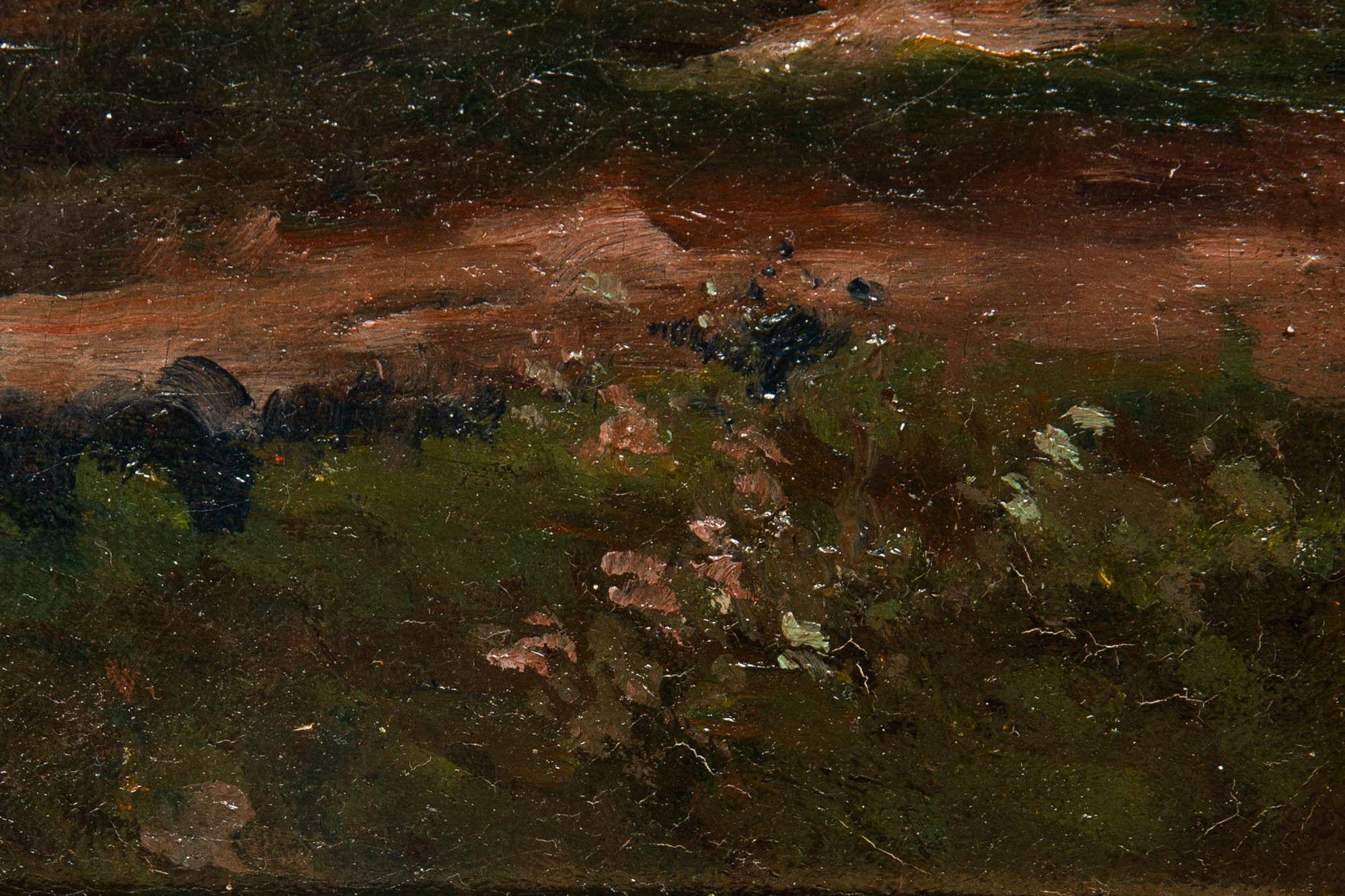Französisches Barbizon, antikes Öl-Landschaftsgemälde, Flussbild, 19. Jahrhundert im Angebot 5