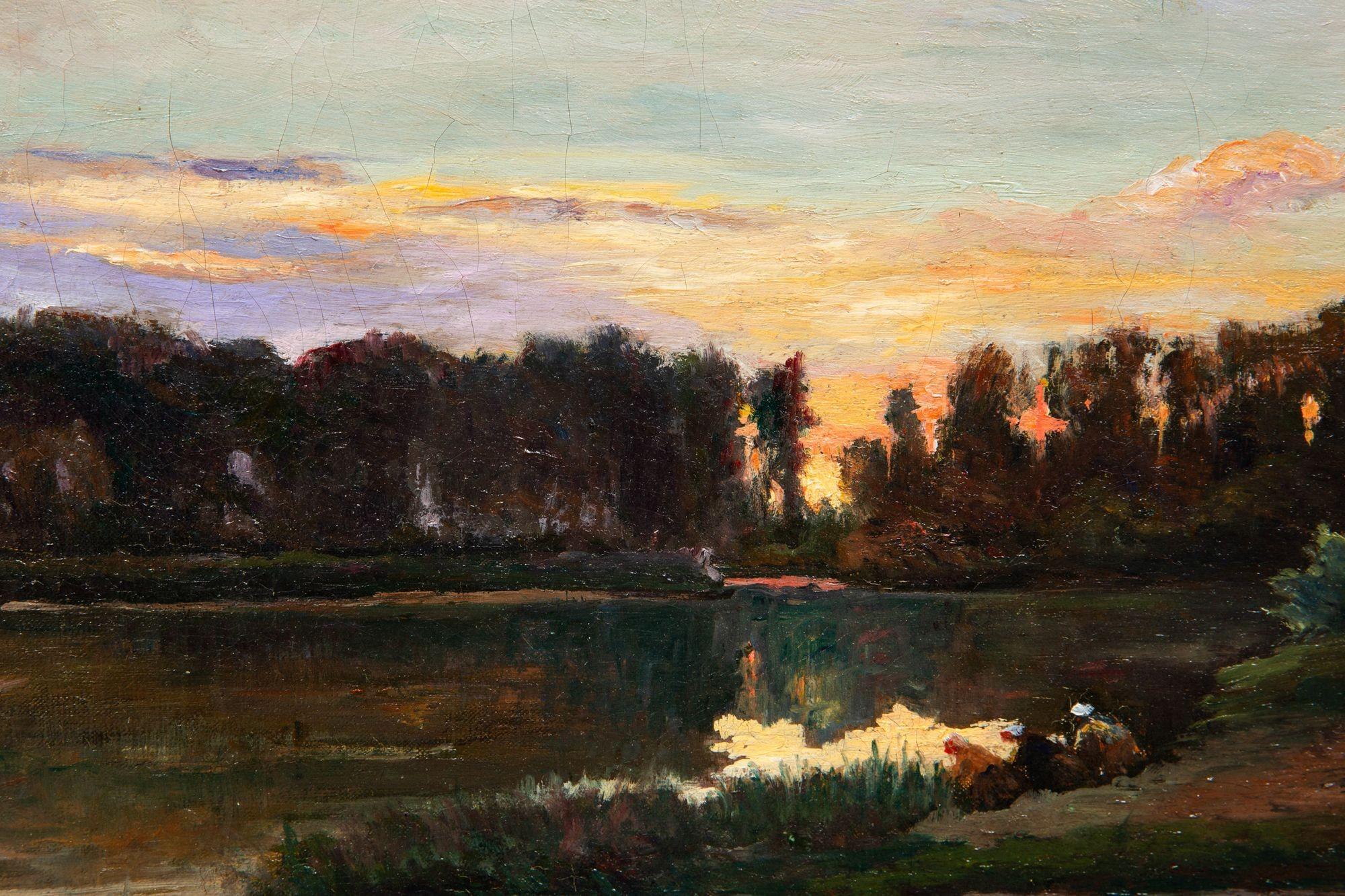 Französisches Barbizon, antikes Öl-Landschaftsgemälde, Flussbild, 19. Jahrhundert im Angebot 6