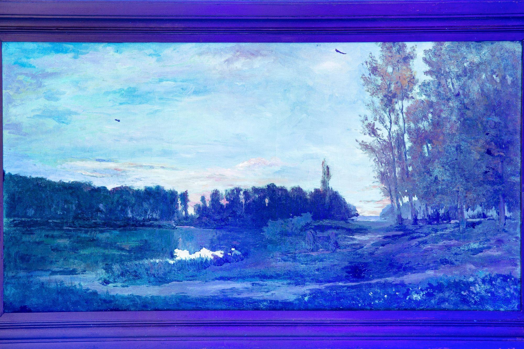 Französisches Barbizon, antikes Öl-Landschaftsgemälde, Flussbild, 19. Jahrhundert im Angebot 8