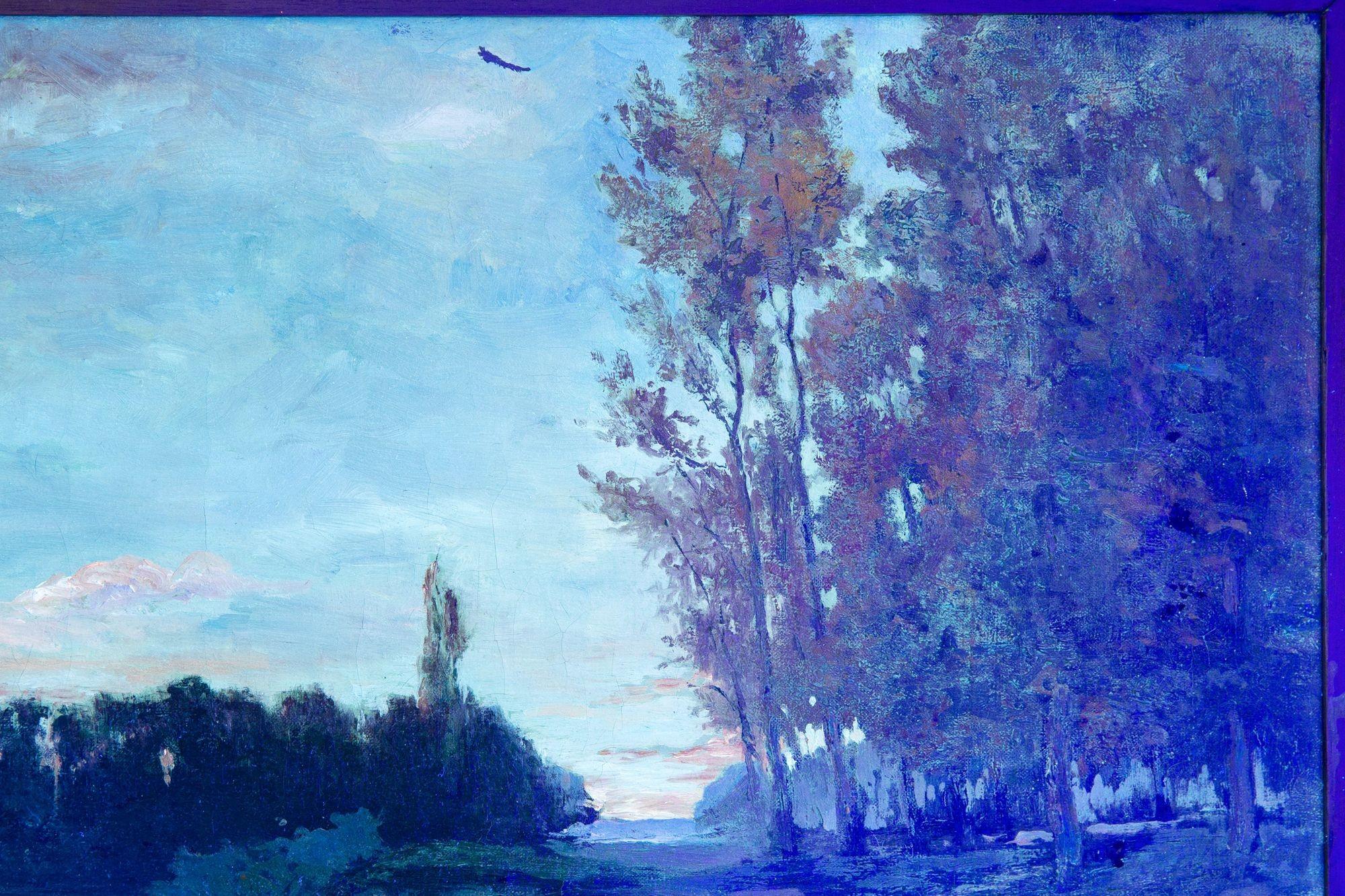 Französisches Barbizon, antikes Öl-Landschaftsgemälde, Flussbild, 19. Jahrhundert im Angebot 10