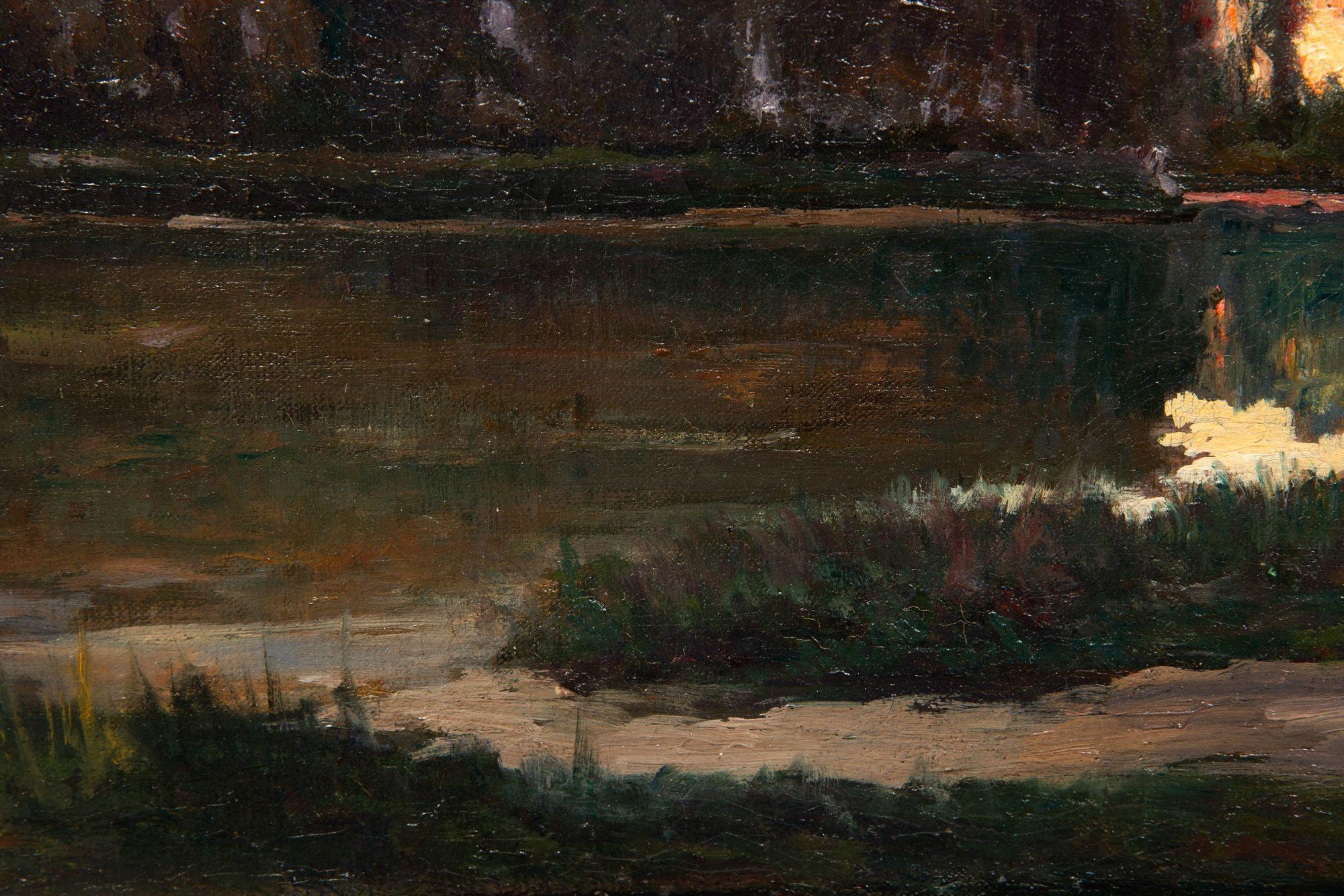 Französisches Barbizon, antikes Öl-Landschaftsgemälde, Flussbild, 19. Jahrhundert im Angebot 14