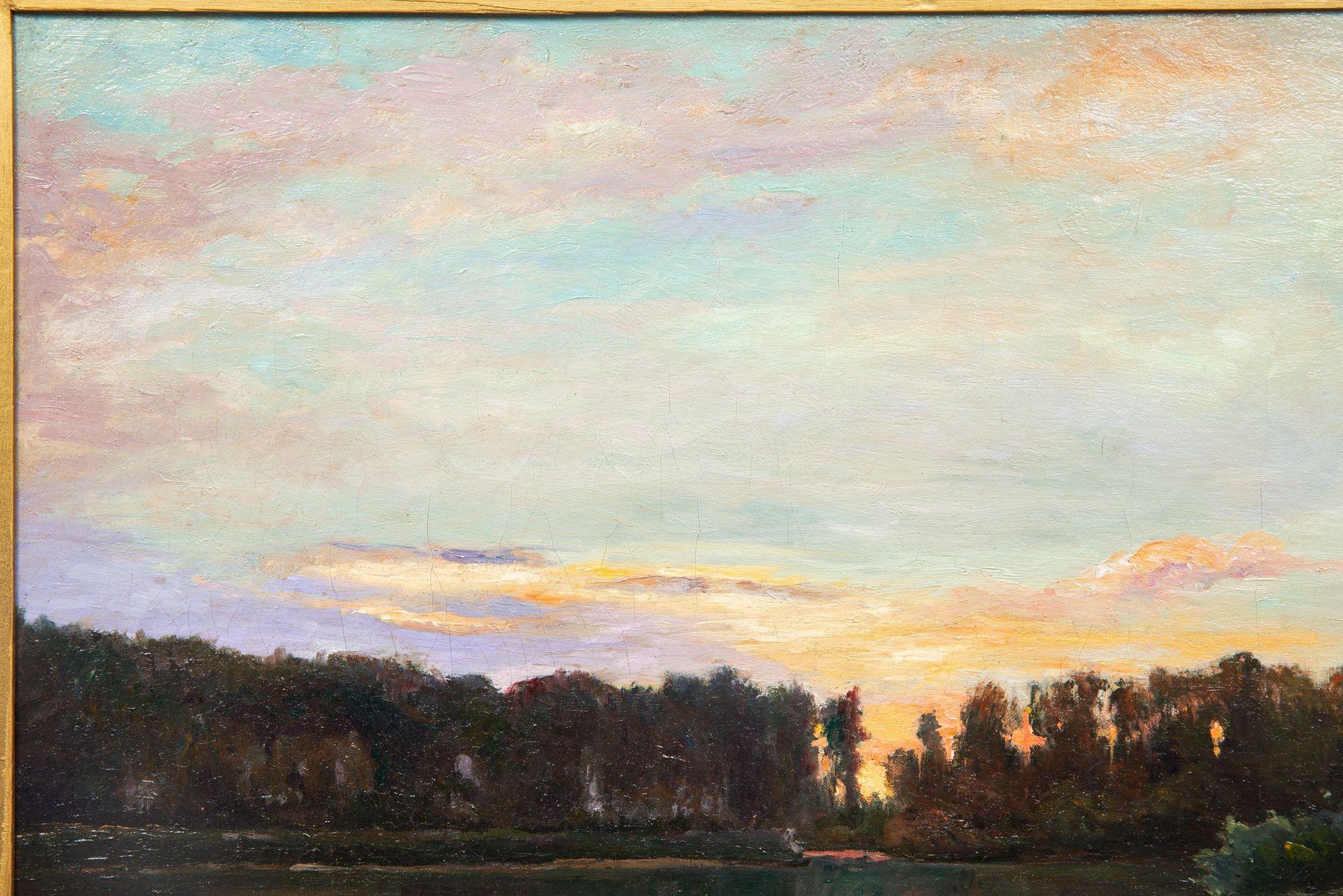 Französisches Barbizon, antikes Öl-Landschaftsgemälde, Flussbild, 19. Jahrhundert (Schule von Barbizon) im Angebot