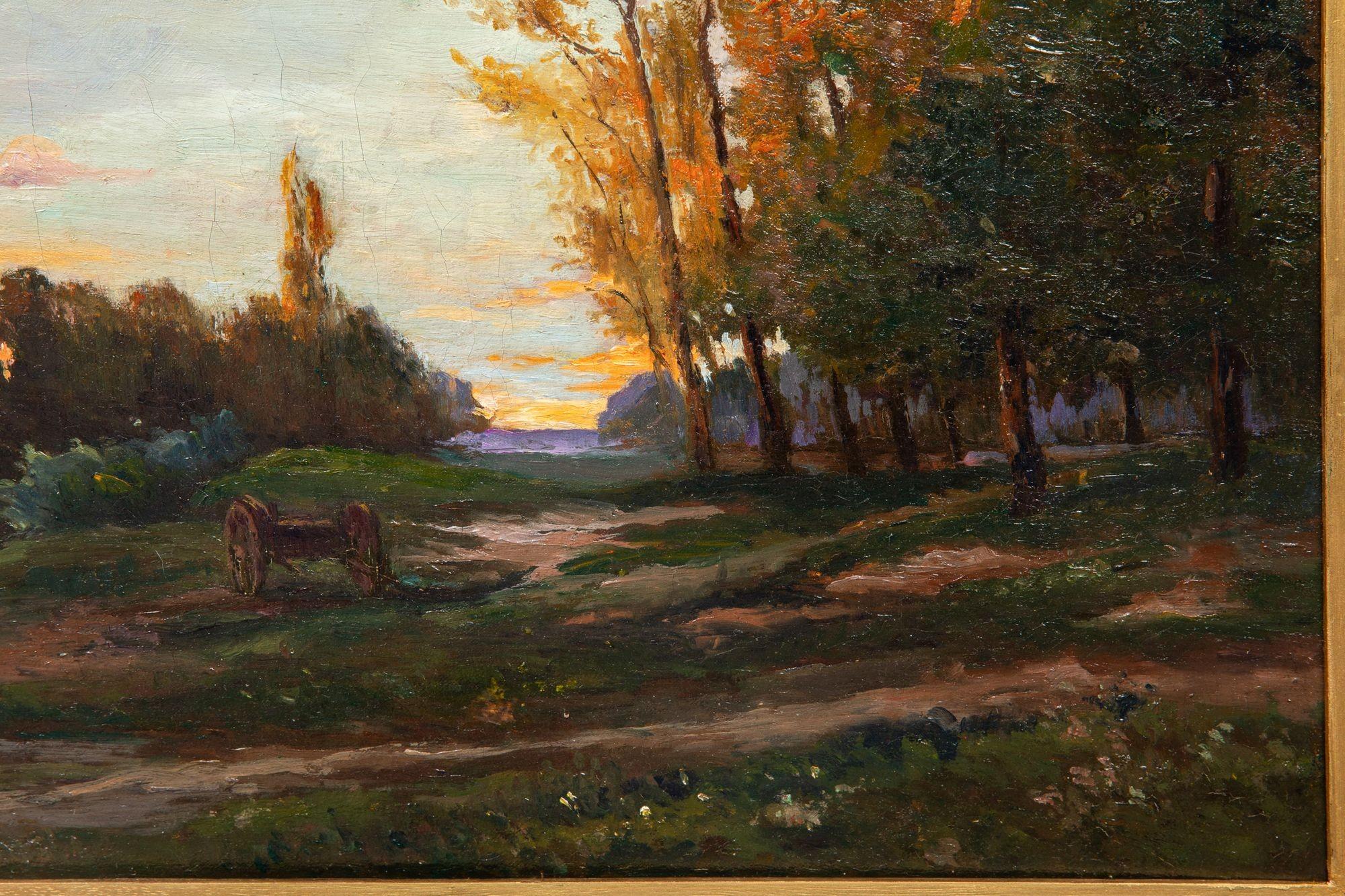 Französisches Barbizon, antikes Öl-Landschaftsgemälde, Flussbild, 19. Jahrhundert im Zustand „Gut“ im Angebot in Shippensburg, PA