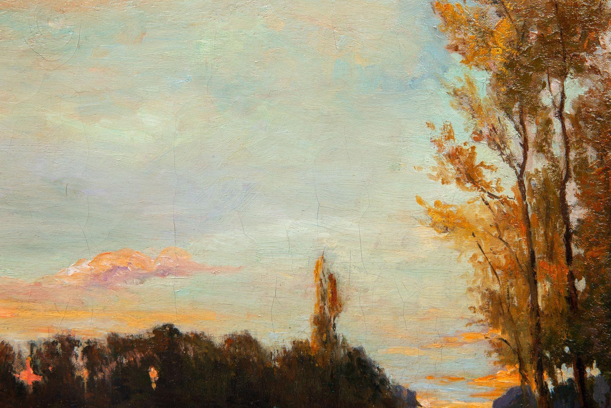 Französisches Barbizon, antikes Öl-Landschaftsgemälde, Flussbild, 19. Jahrhundert im Angebot 1