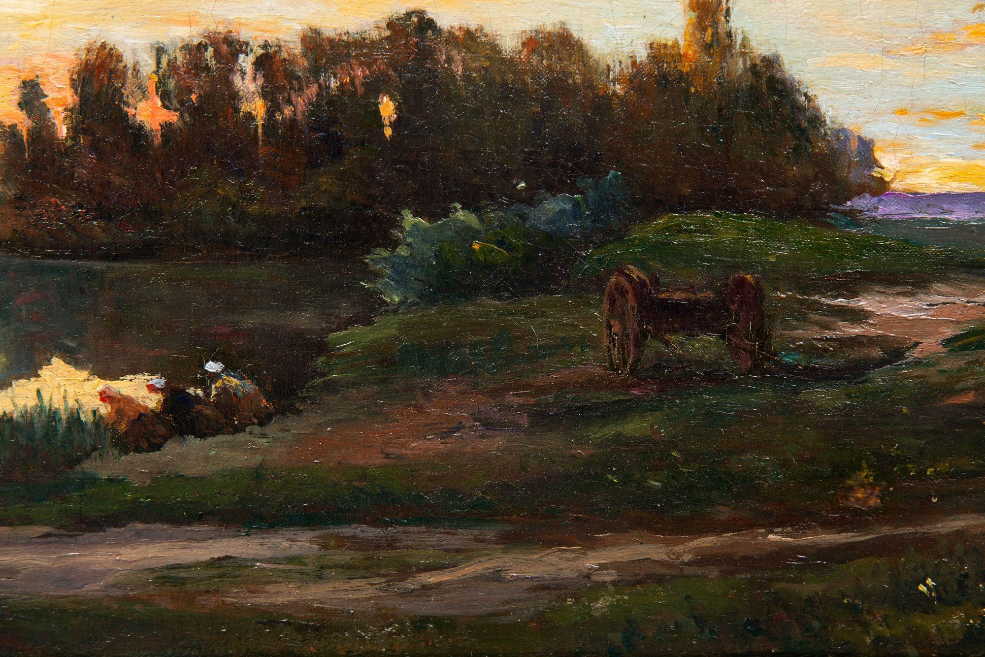 Französisches Barbizon, antikes Öl-Landschaftsgemälde, Flussbild, 19. Jahrhundert im Angebot 3