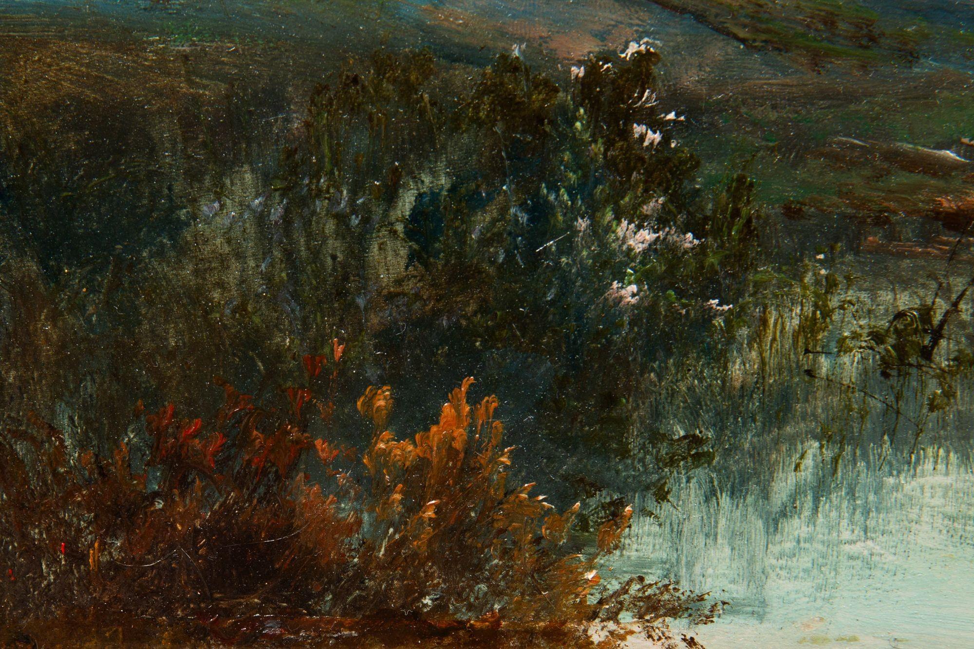 Antikes französisches Ölgemälde einer Abendlandschaft von Jean Bain aus Barbizon, Barbizon im Angebot 2