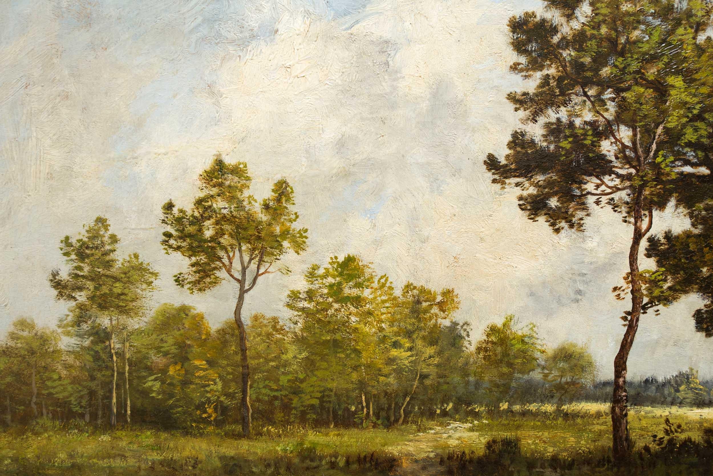 French Barbizon Antique Summer Landscape Painting by Léon Richet 2