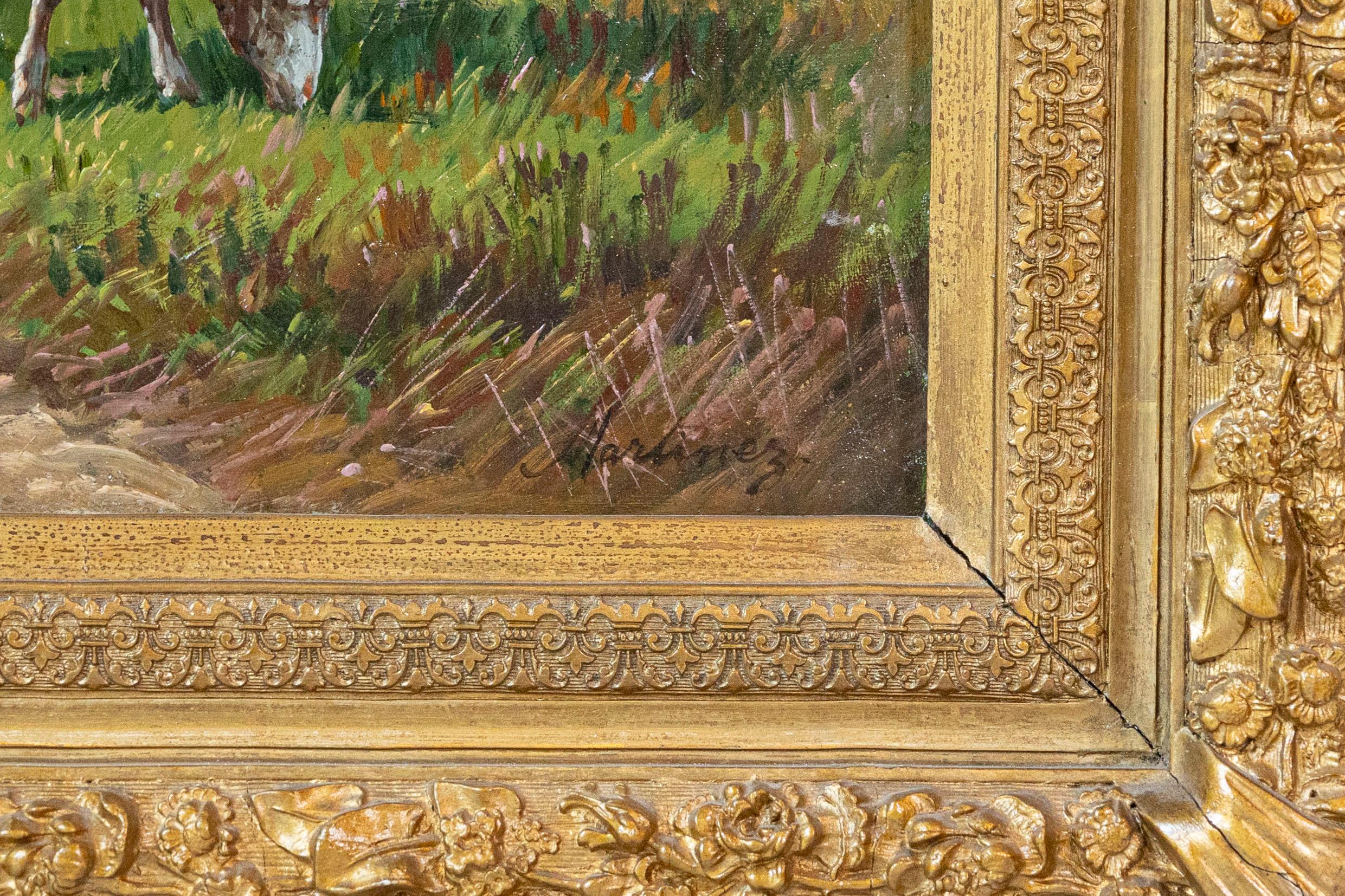 French Barbizon Painting of a Shepherd with His Herd of Sheep, Late 19th Century For Sale 2