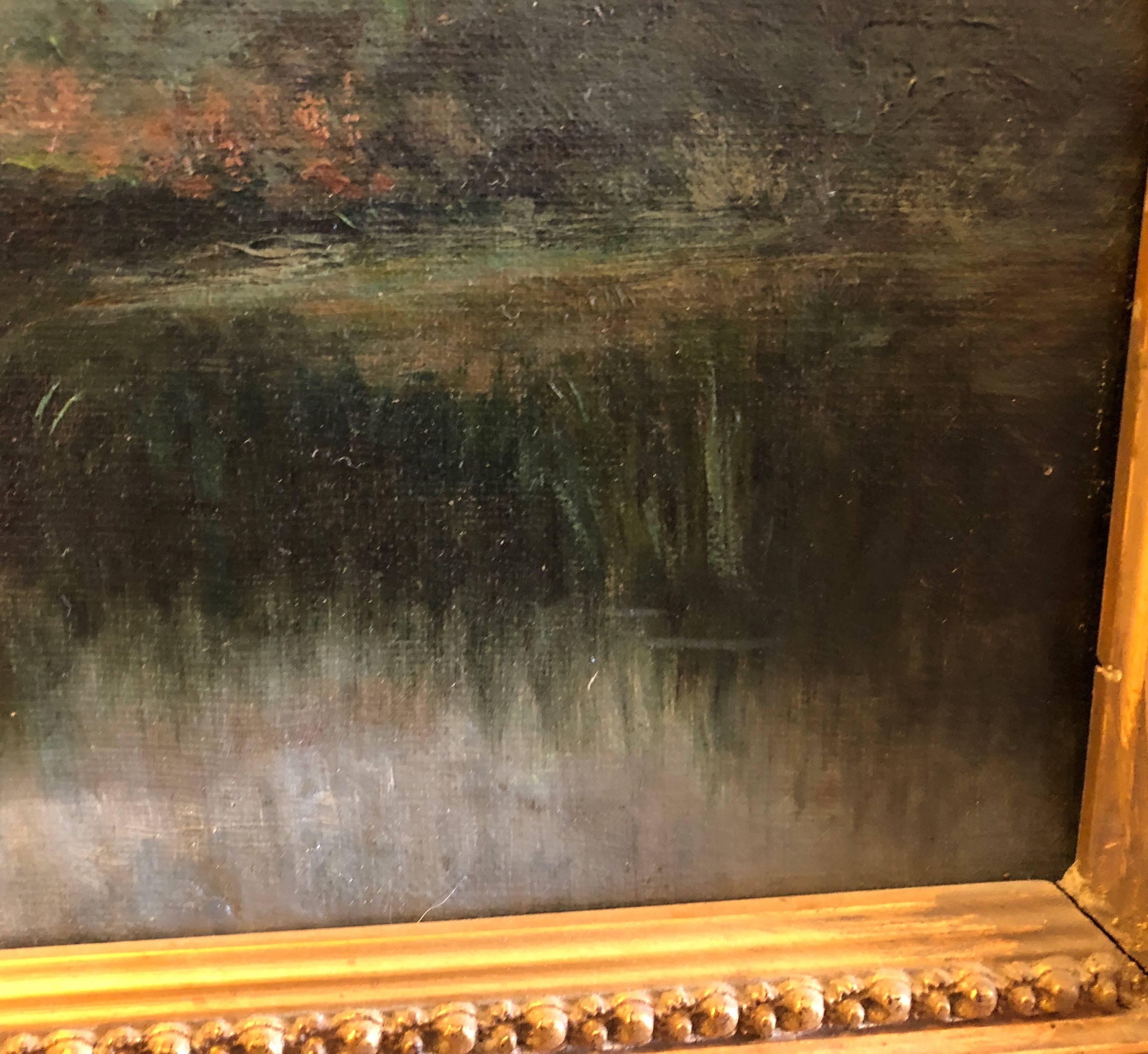 19th Century French Barbizon School Oil on Canvas For Sale