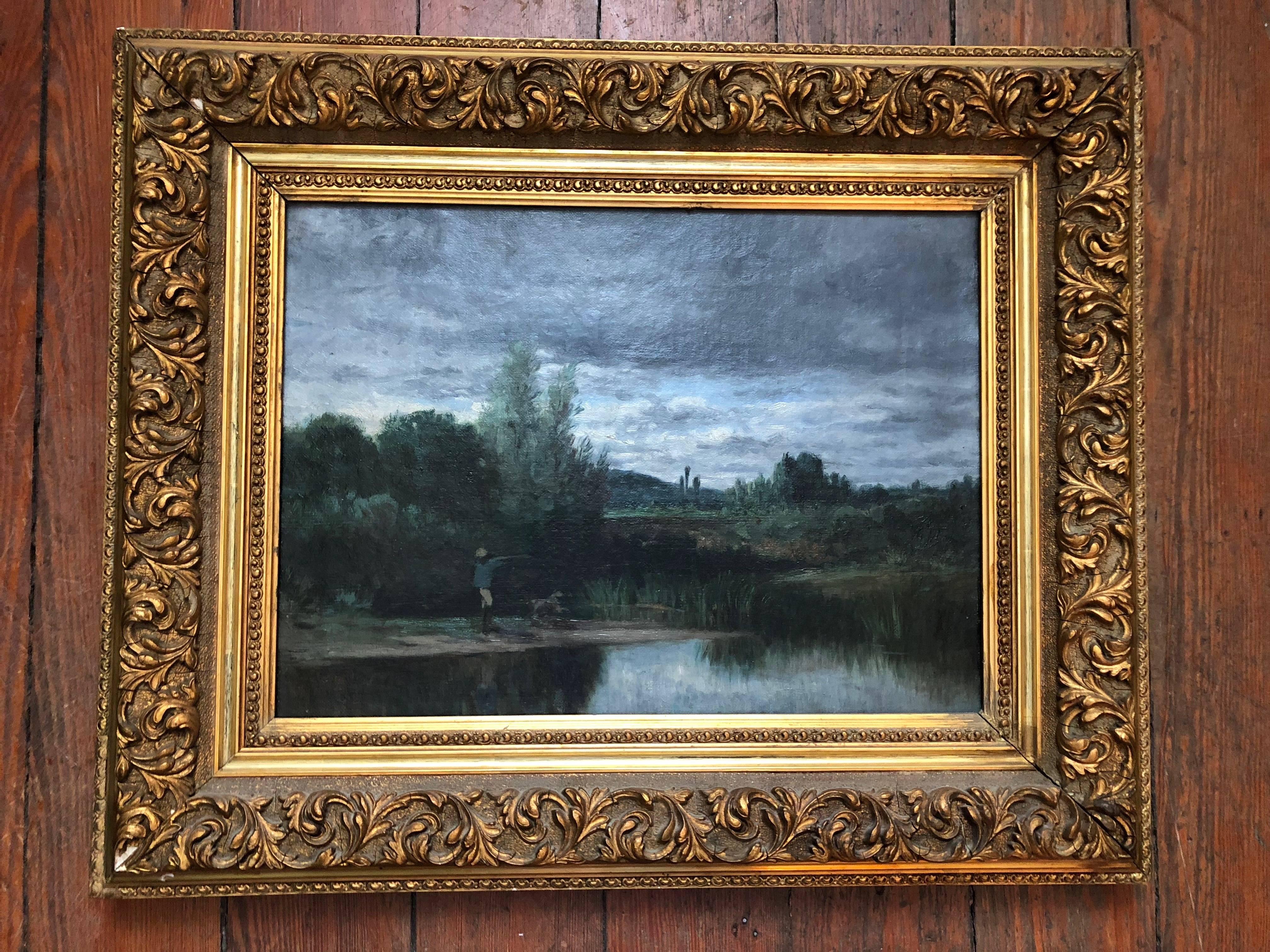 French Barbizon School Oil on Canvas For Sale 3