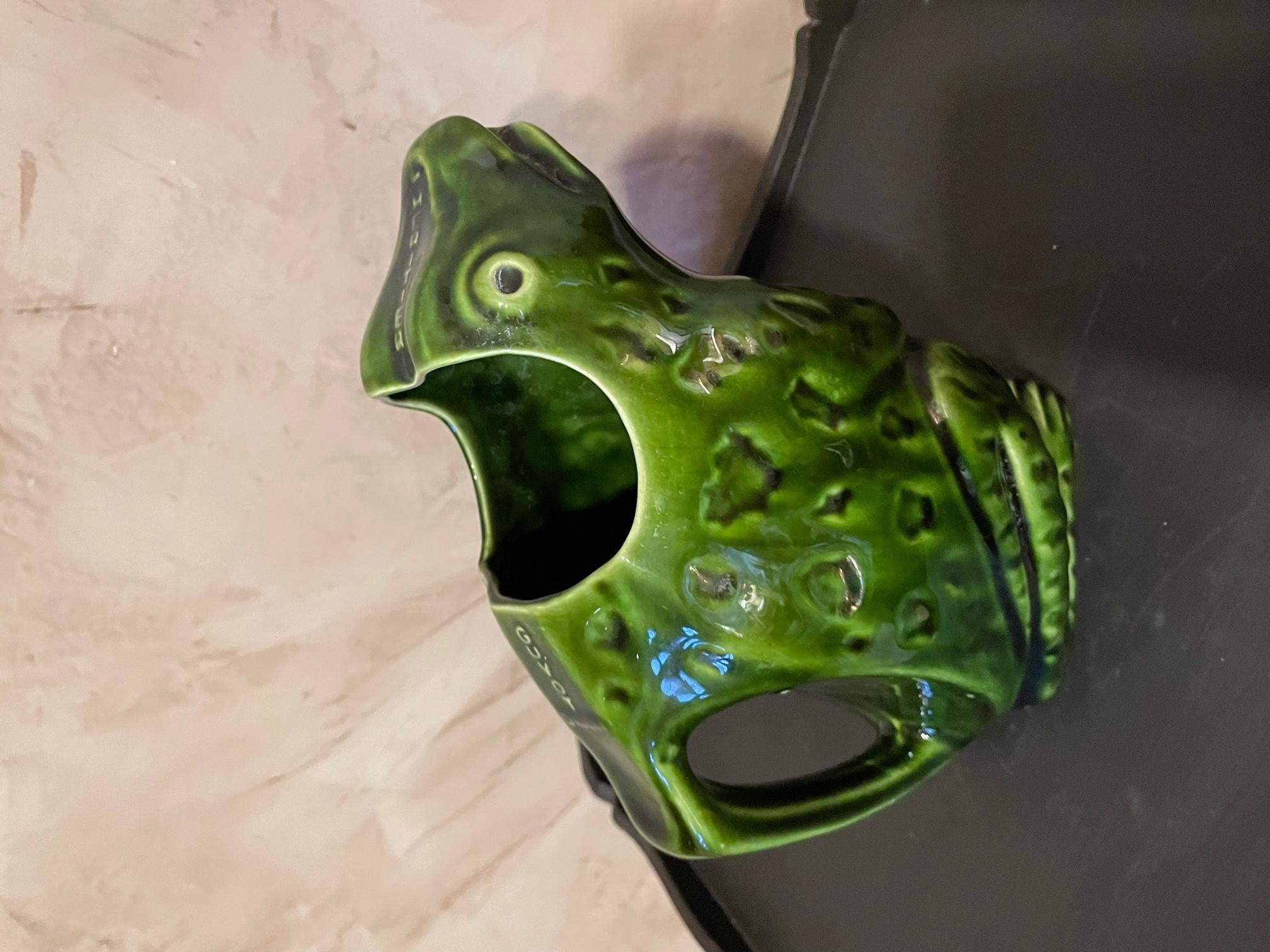 French Barbotine Earthenware L'heritier Guyot Frog Pitcher, 1950s 6