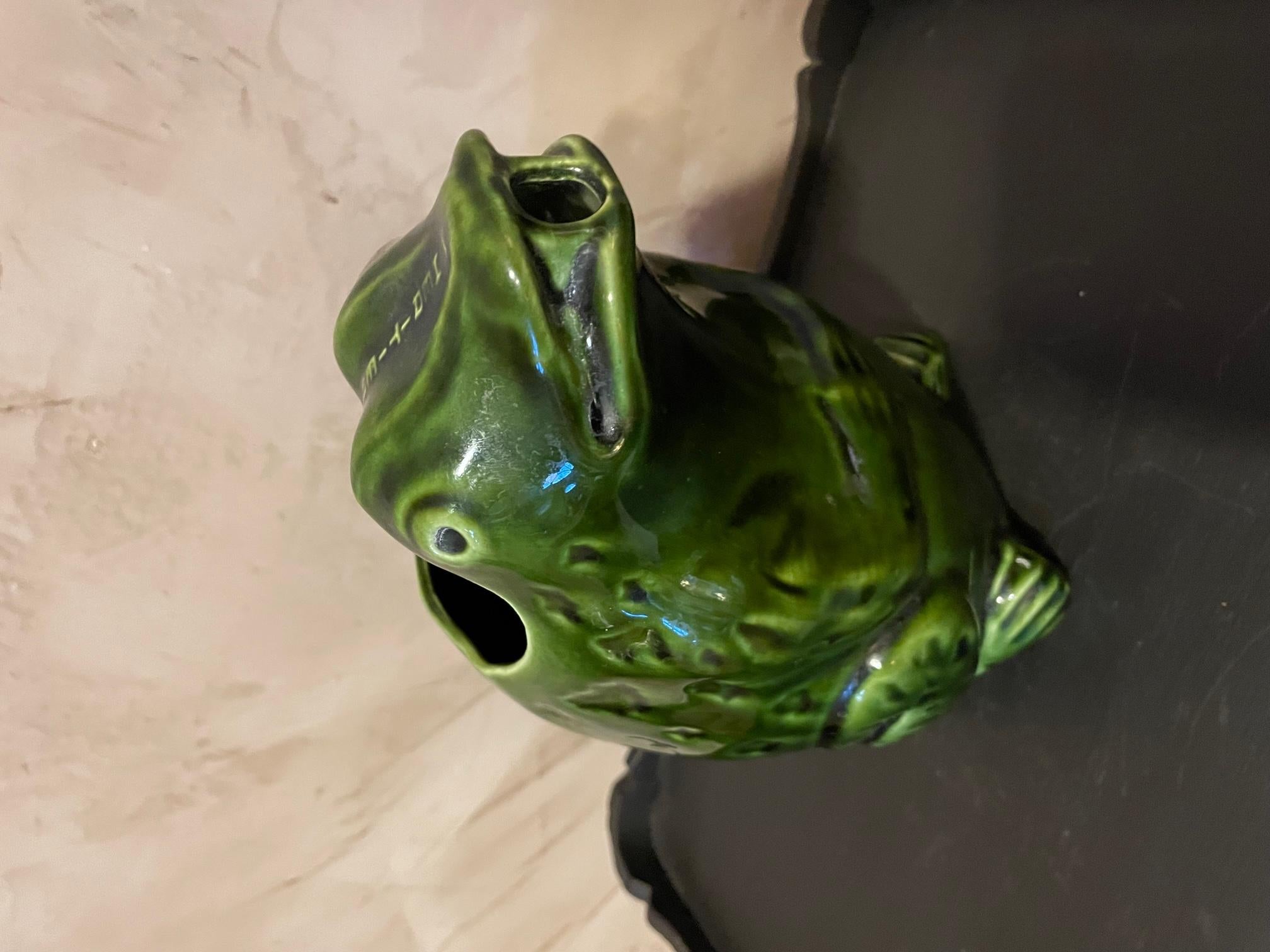 French Barbotine Earthenware L'heritier Guyot Frog Pitcher, 1950s 7