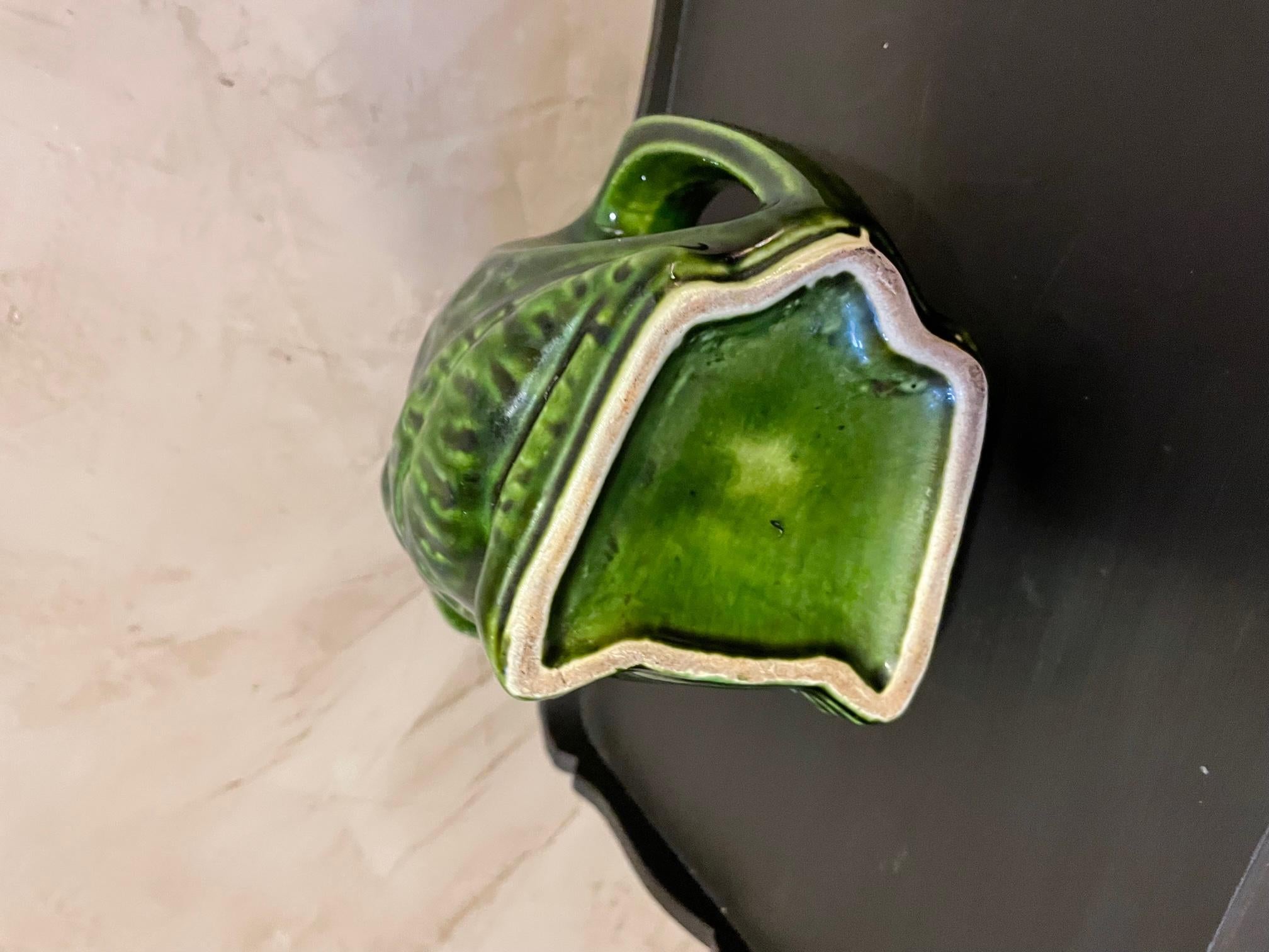 French Barbotine Earthenware L'heritier Guyot Frog Pitcher, 1950s 8