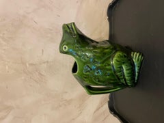 French Barbotine Earthenware L'heritier Guyot Frog Pitcher, 1950s