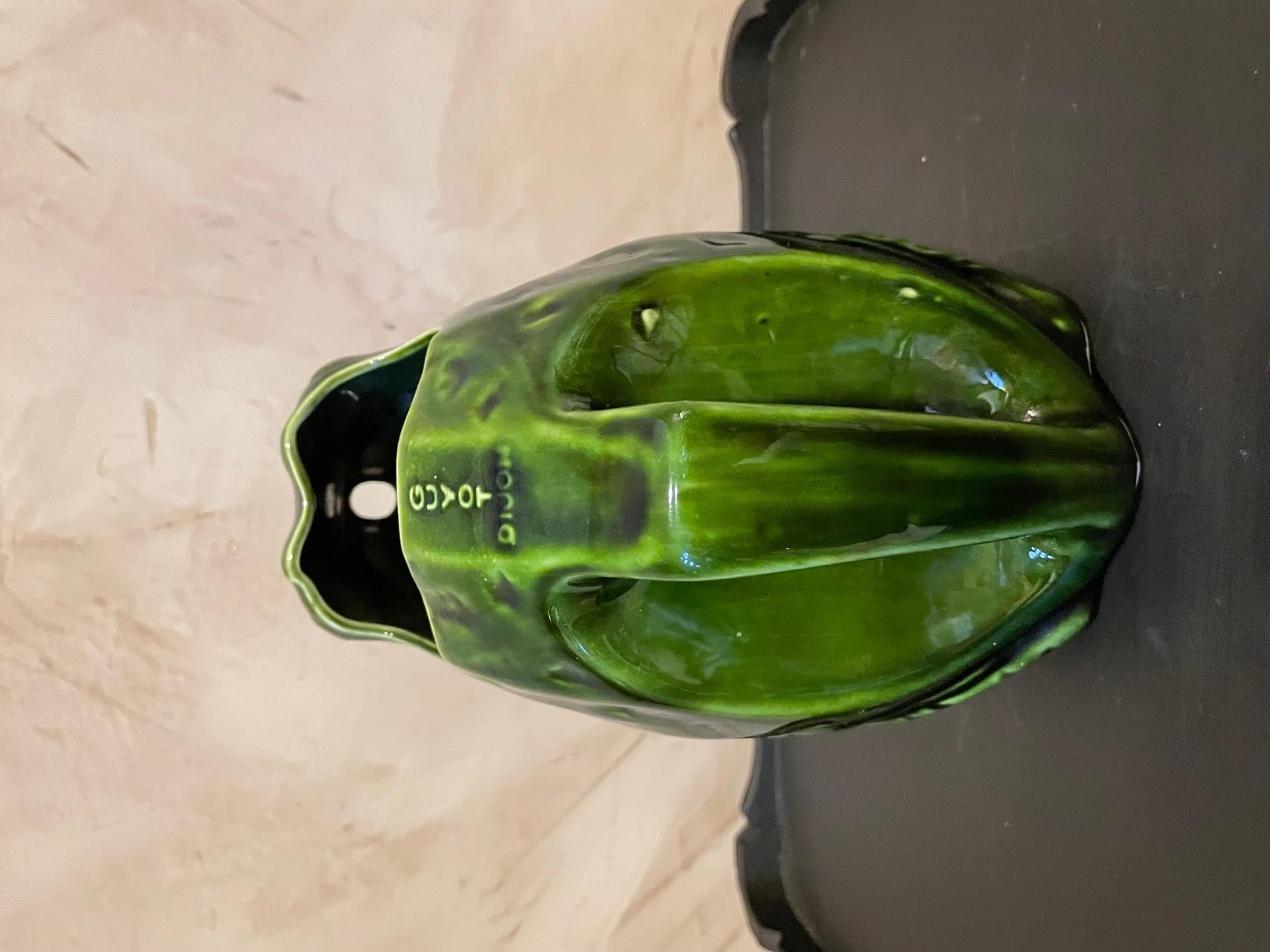 French Barbotine Earthenware L'heritier Guyot Frog Pitcher, 1950s 2