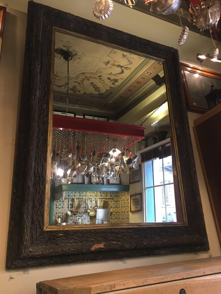 French Bark Cork Framed Mirror from 19th Century For Sale at 1stdibs