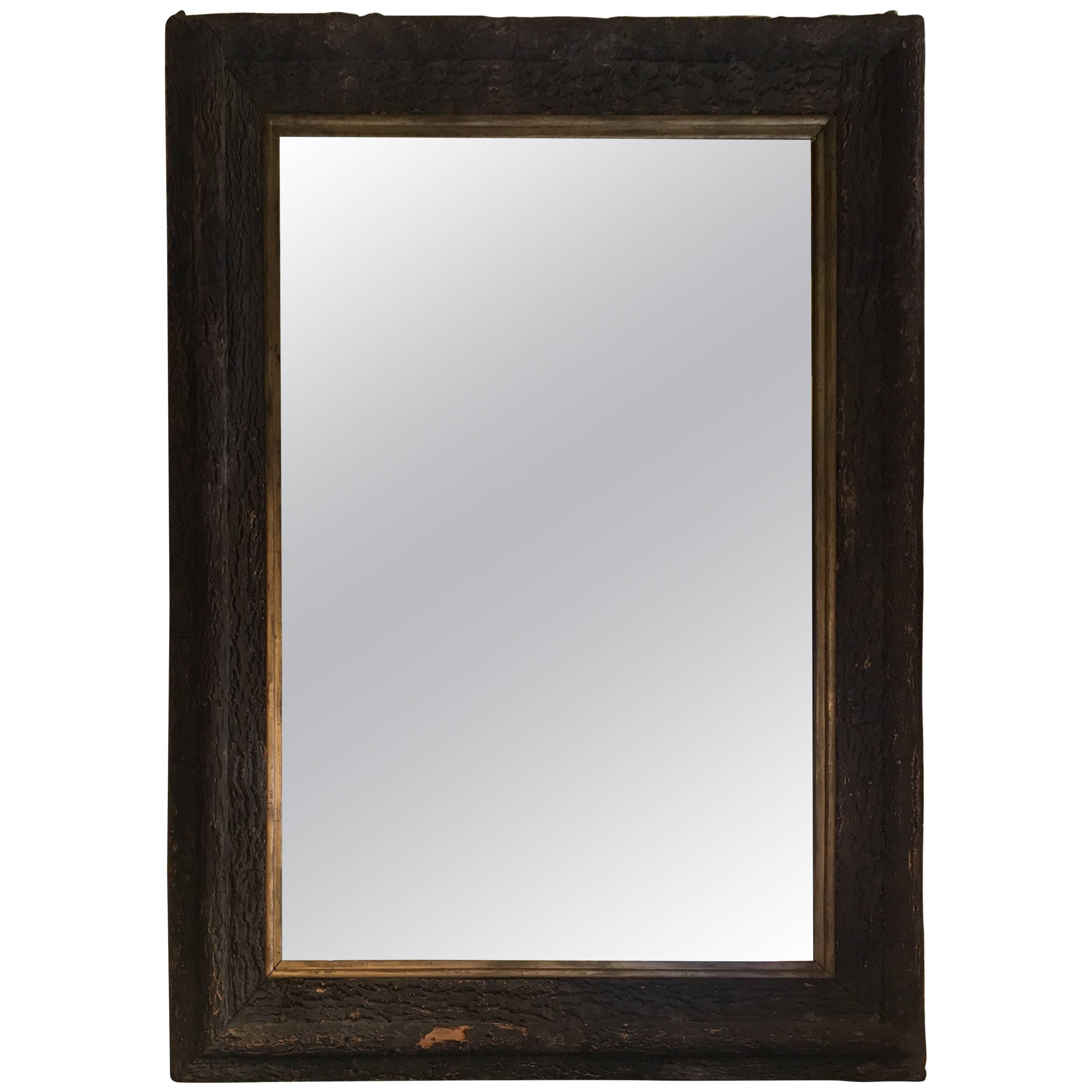 French Bark Cork Framed Mirror from 19th Century