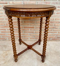 Tavolo d'orzo francese con gambe a lenticchie, fine XIX secolo