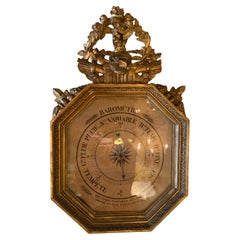 Barómetro francés s. XIX, en fino marco de madera dorada