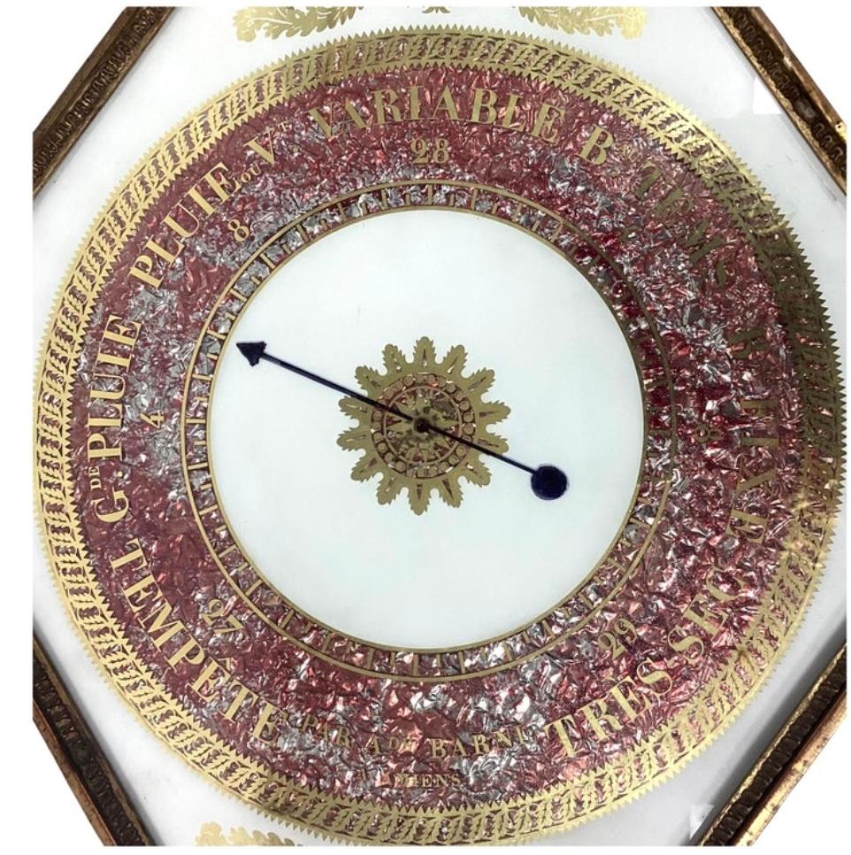 19th Century French Barometer Gilt Wood Verre Eglomise For Sale