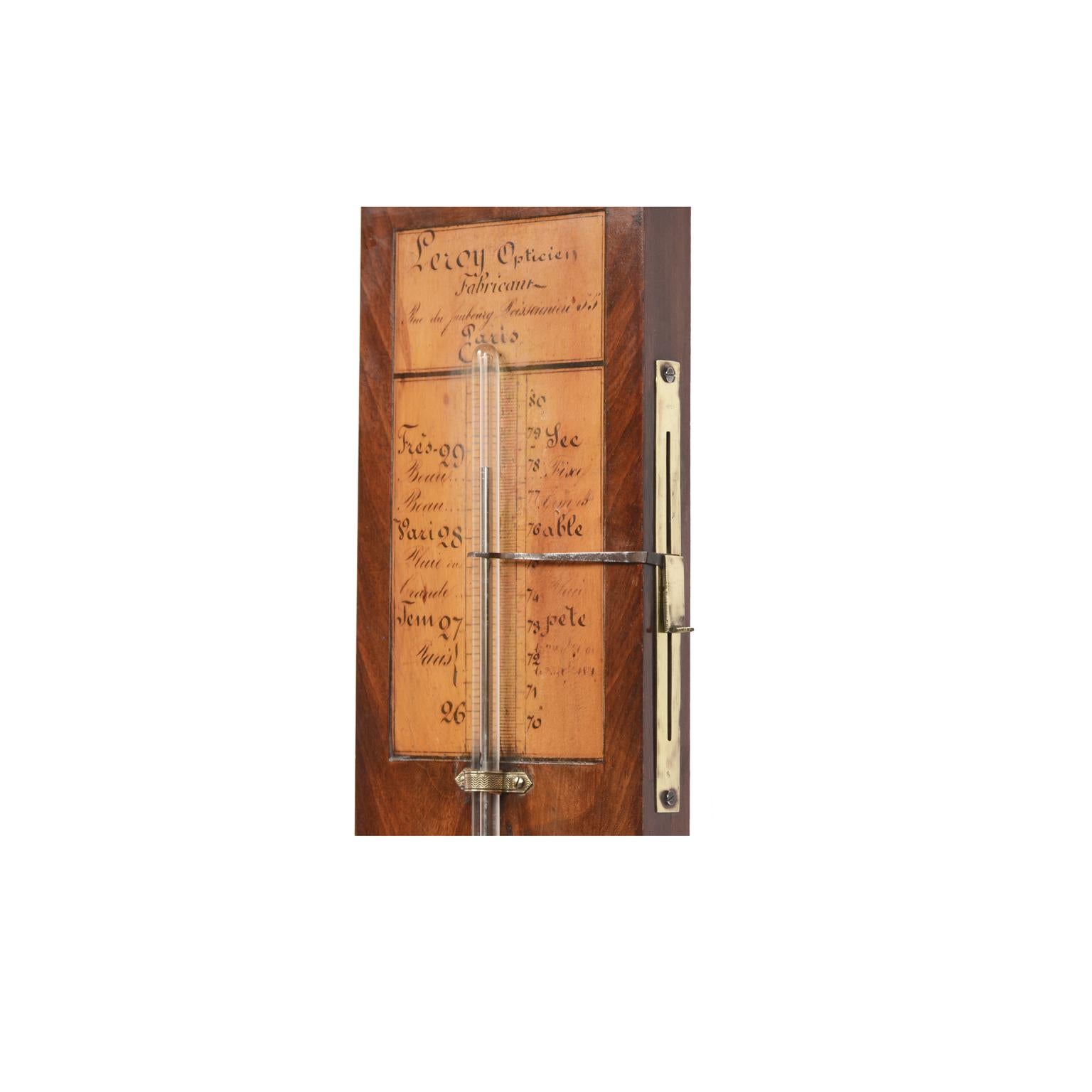 1840 French Opticien Leroy Barometer  Elm Wood Antique Instrument Weather Misure 4