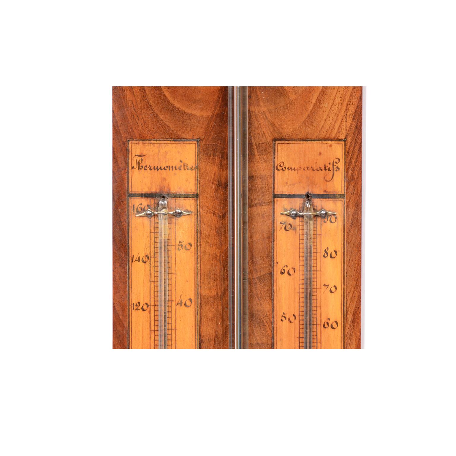 Mid-19th Century 1840 French Opticien Leroy Barometer  Elm Wood Antique Instrument Weather Misure