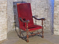 French Baroque 17th Century Louis XIV Walnut Armchair