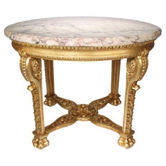 A French Baroque 19th-20th C. Louis XV Style Gildwood Carved Round Center Table A French Baroque 19th-20th C. Louis XV Style Gildwood Carved Round Center Table