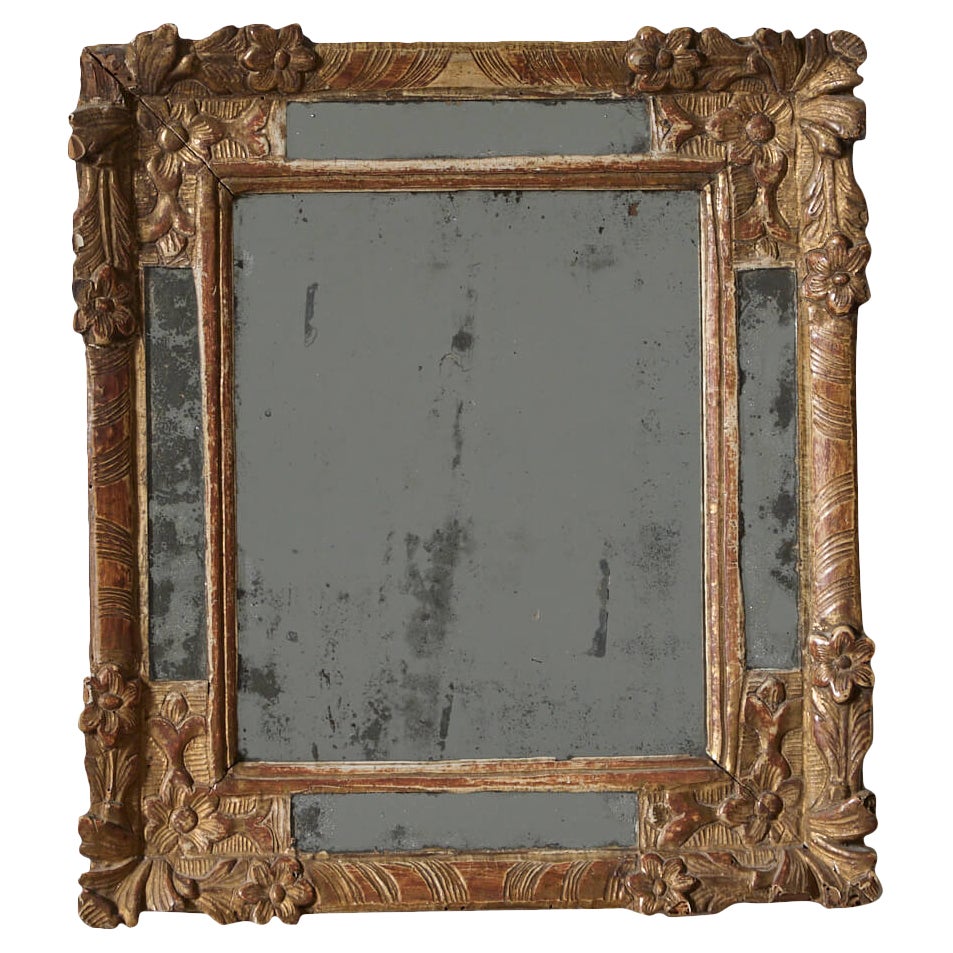 Miroir baroque français en bois sculpté et doré