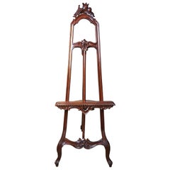 Vintage French Baroque Carved Mahogany Floor Easel Painting Art Display Stand