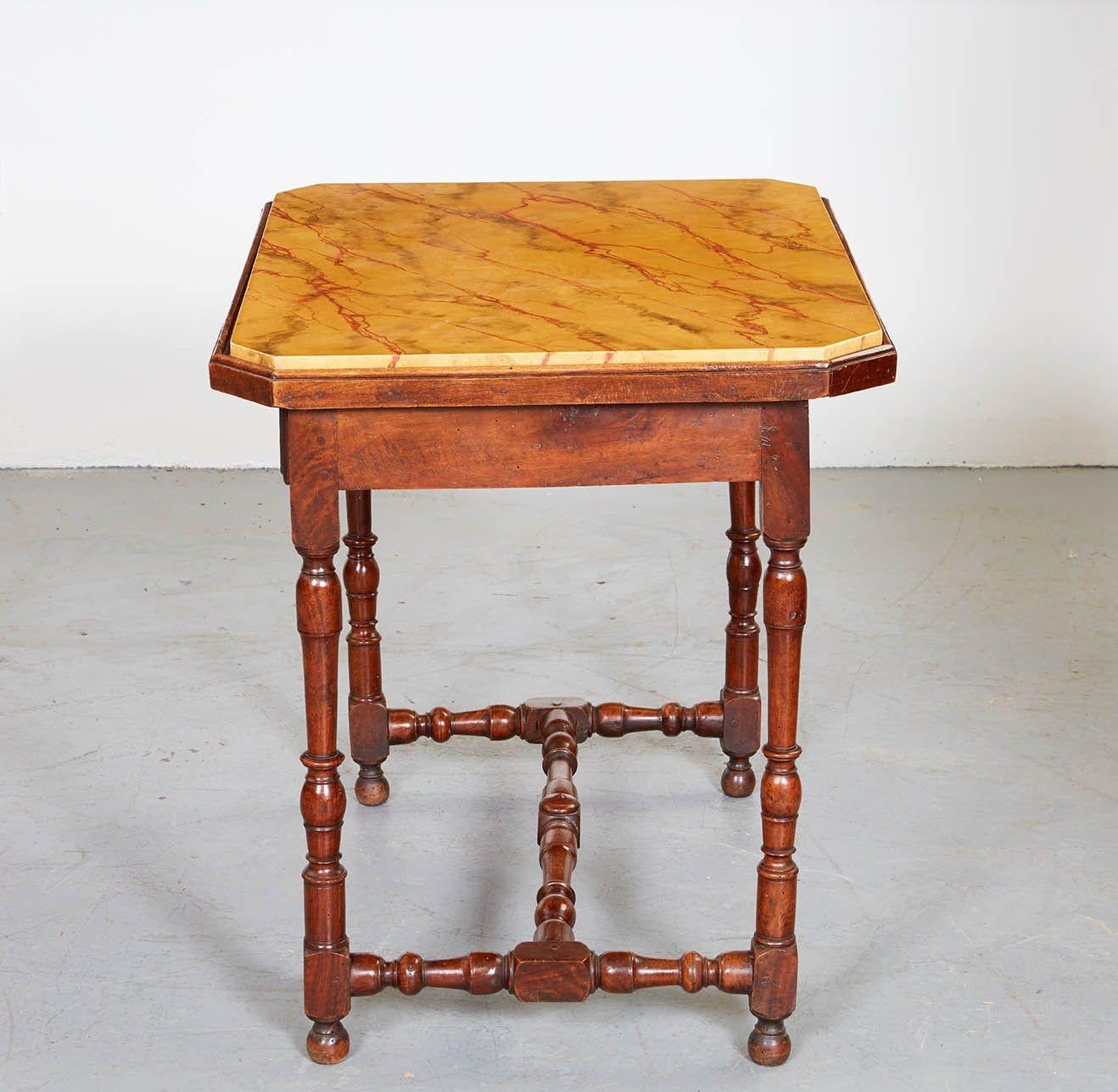 Woodwork French Baroque Faux Marble Side Table For Sale